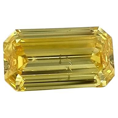 GIA Certified  1.08 Carat Emerald Cut Vivid Yellow Zimmi Loose Diamond For Sale