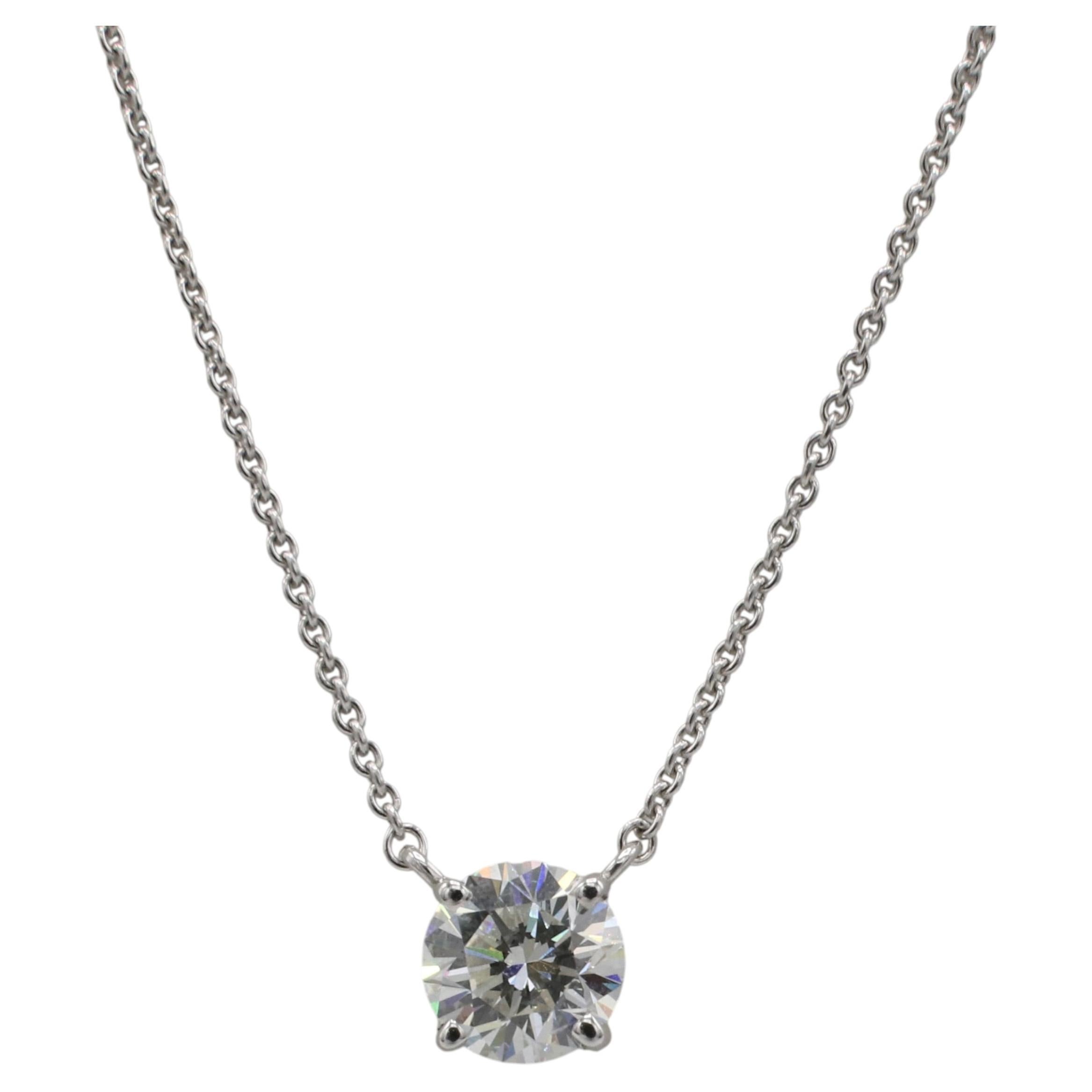 Collana con ciondolo di diamanti rotondi naturali certificati GIA da 1,08 carati H.SI2