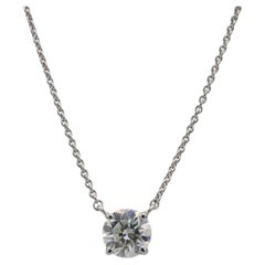 GIA Certified 1.08 Carat H SI2 Natural Round Diamond Pendant Drop Necklace