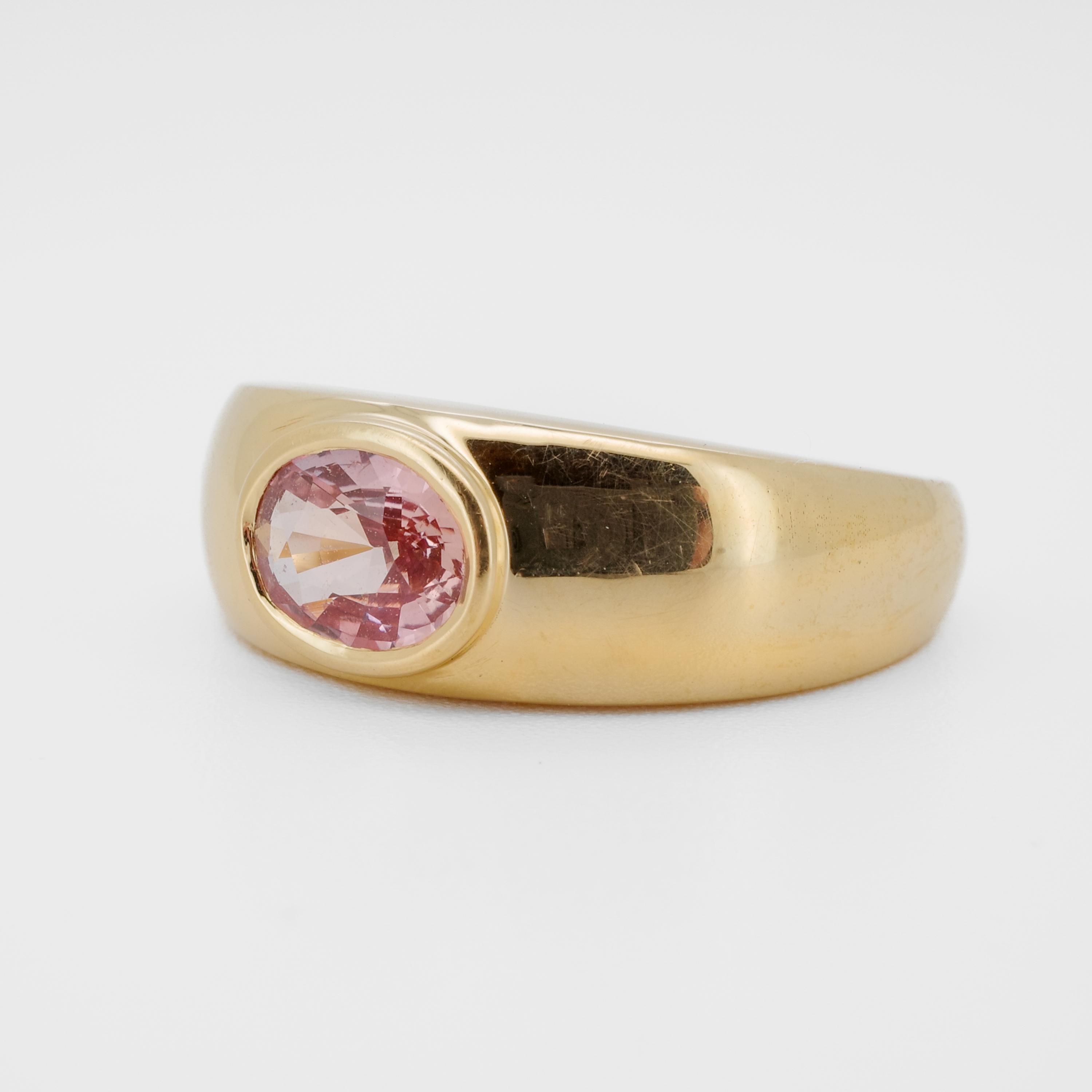 Artigiano Anello con zaffiro Padparadscha certificato GIA da 1,08 carati in oro giallo 18 carati - raro in vendita