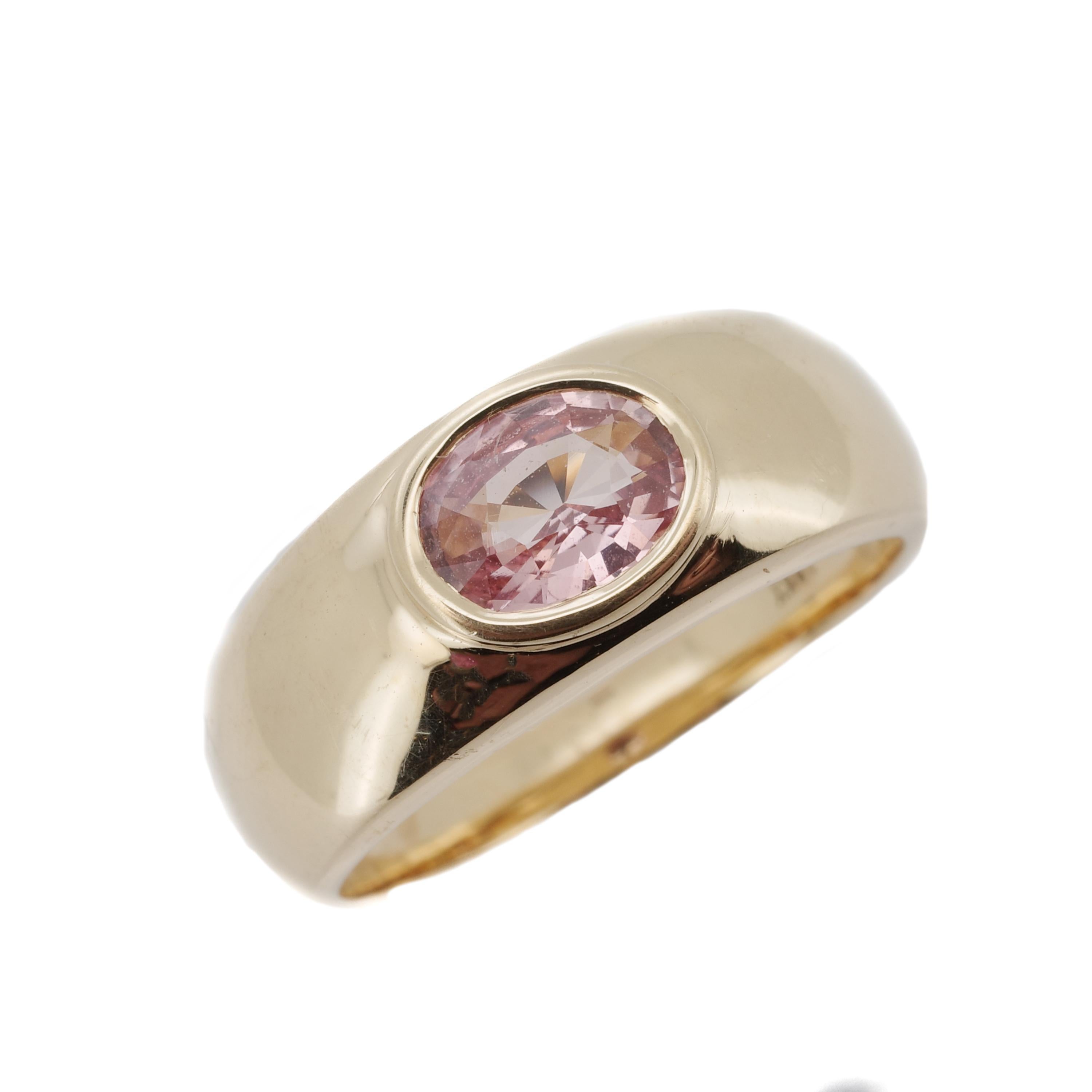 Anello con zaffiro Padparadscha certificato GIA da 1,08 carati in oro giallo 18 carati - raro in vendita 3