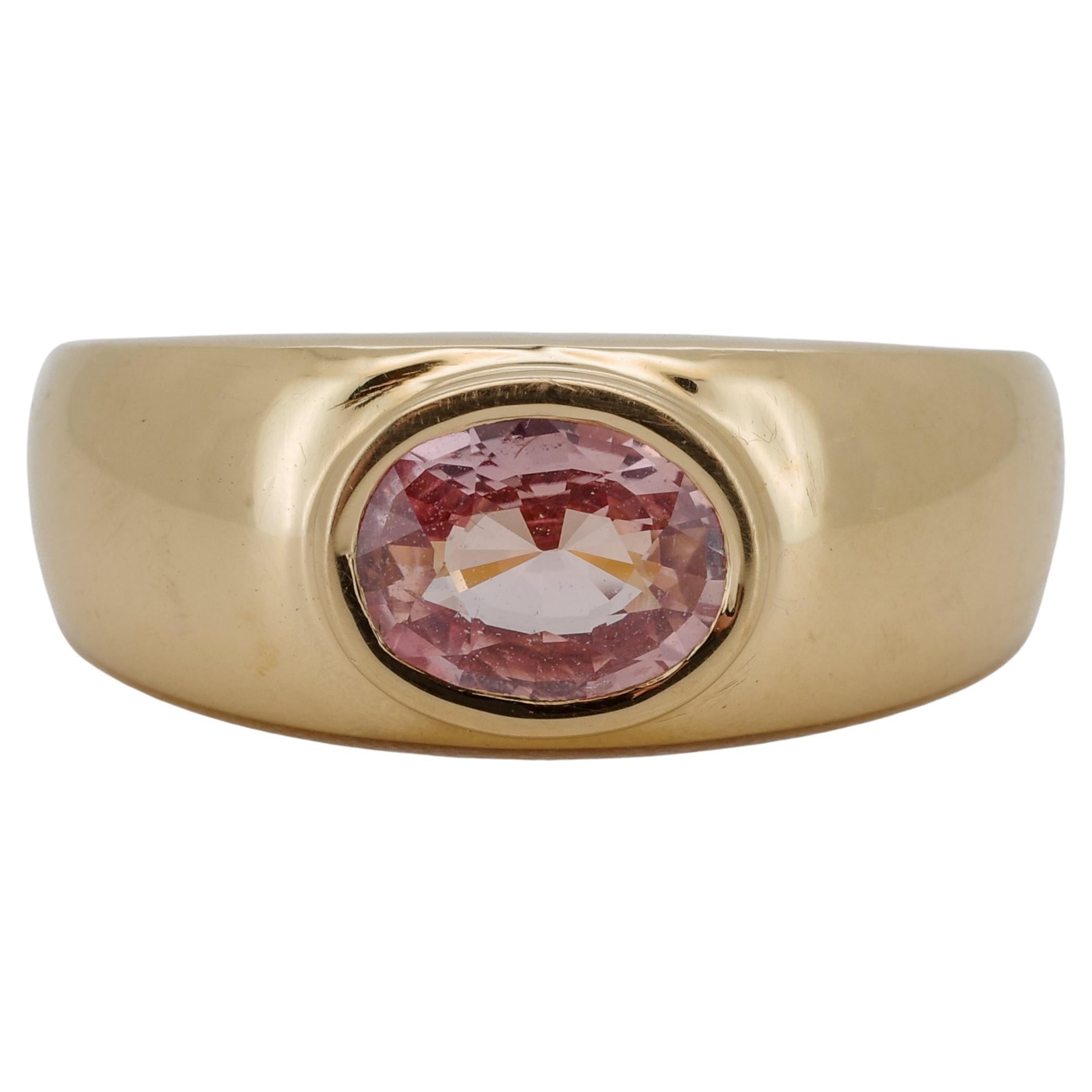 Anello con zaffiro Padparadscha certificato GIA da 1,08 carati in oro giallo 18 carati - raro in vendita