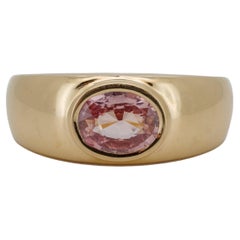 Anello con zaffiro Padparadscha certificato GIA da 1,08 carati in oro giallo 18 carati - raro