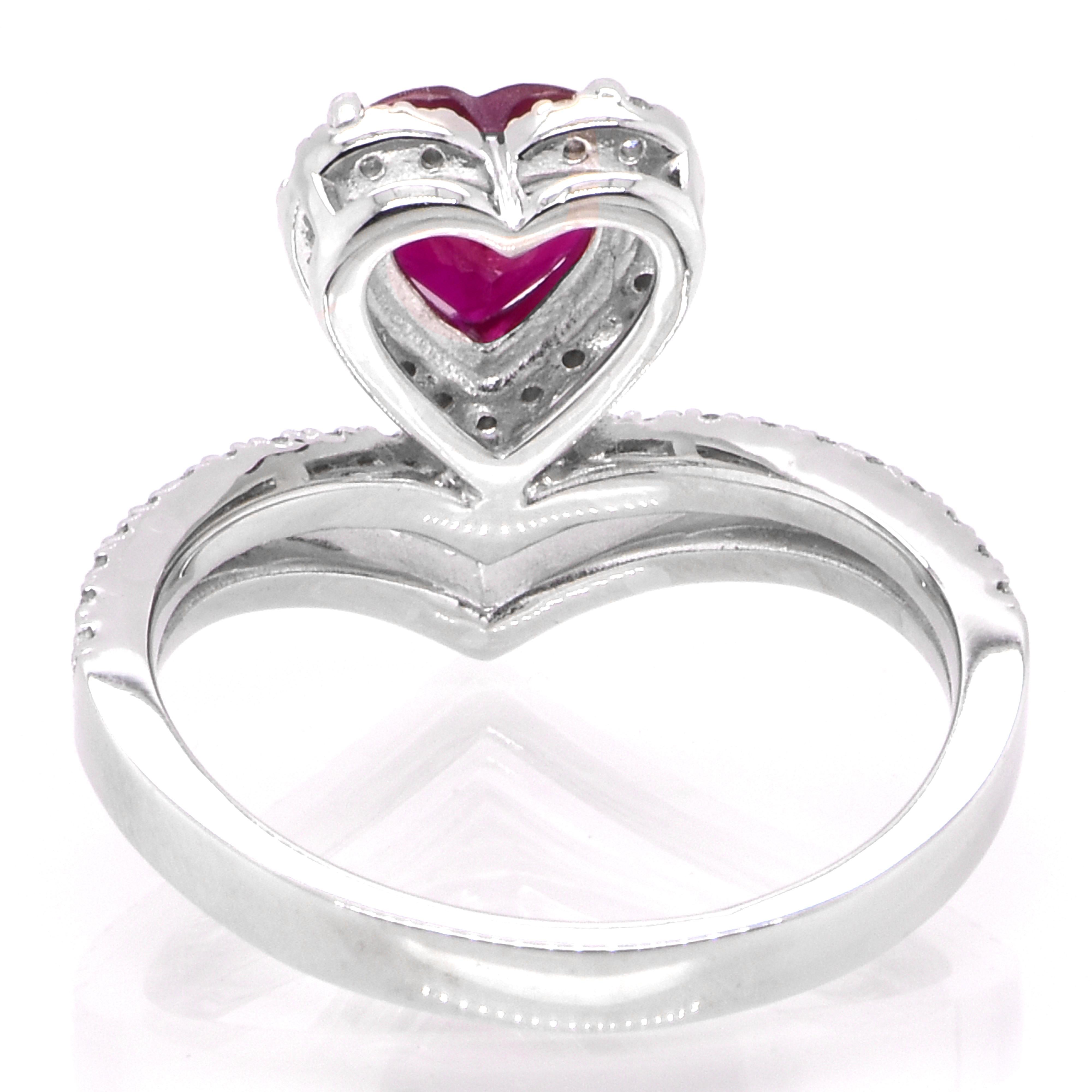 Modern GIA Certified 1.08 Carat, Pigeon Blood Red, Burmese Ruby Ring Made in Platinum For Sale