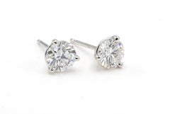 GIA Certified 1.08 Carat Round Natural Diamond White Gold Martini Stud Earrings