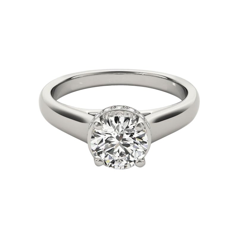 GIA Certificato 1,08 Carati Rotondo Halo Traliccio Nascosto  Anello con diamante