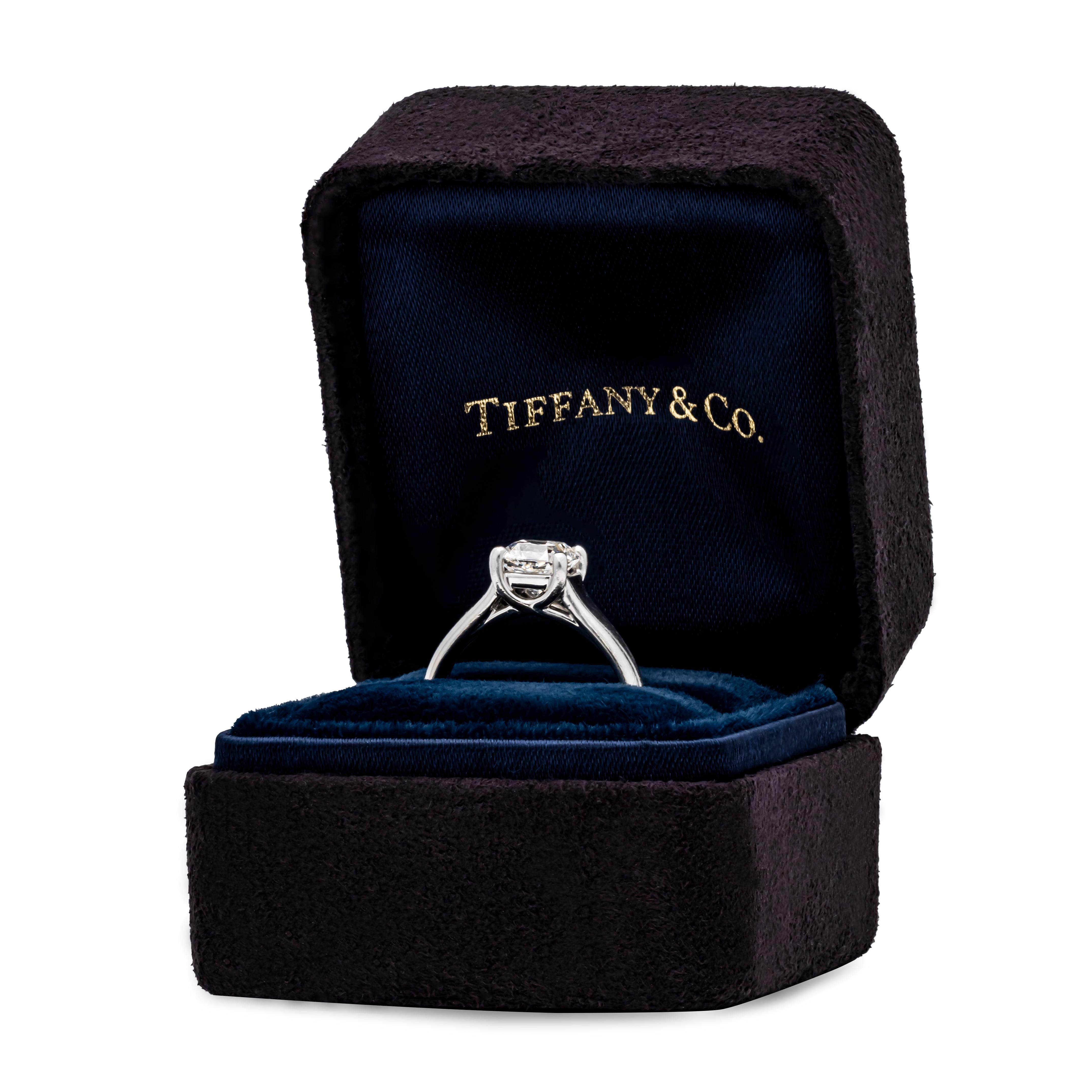 Women's GIA Certified 1.08 Carats Radiant Cut Diamond Solitaire Engagement Ring by T&Co. For Sale