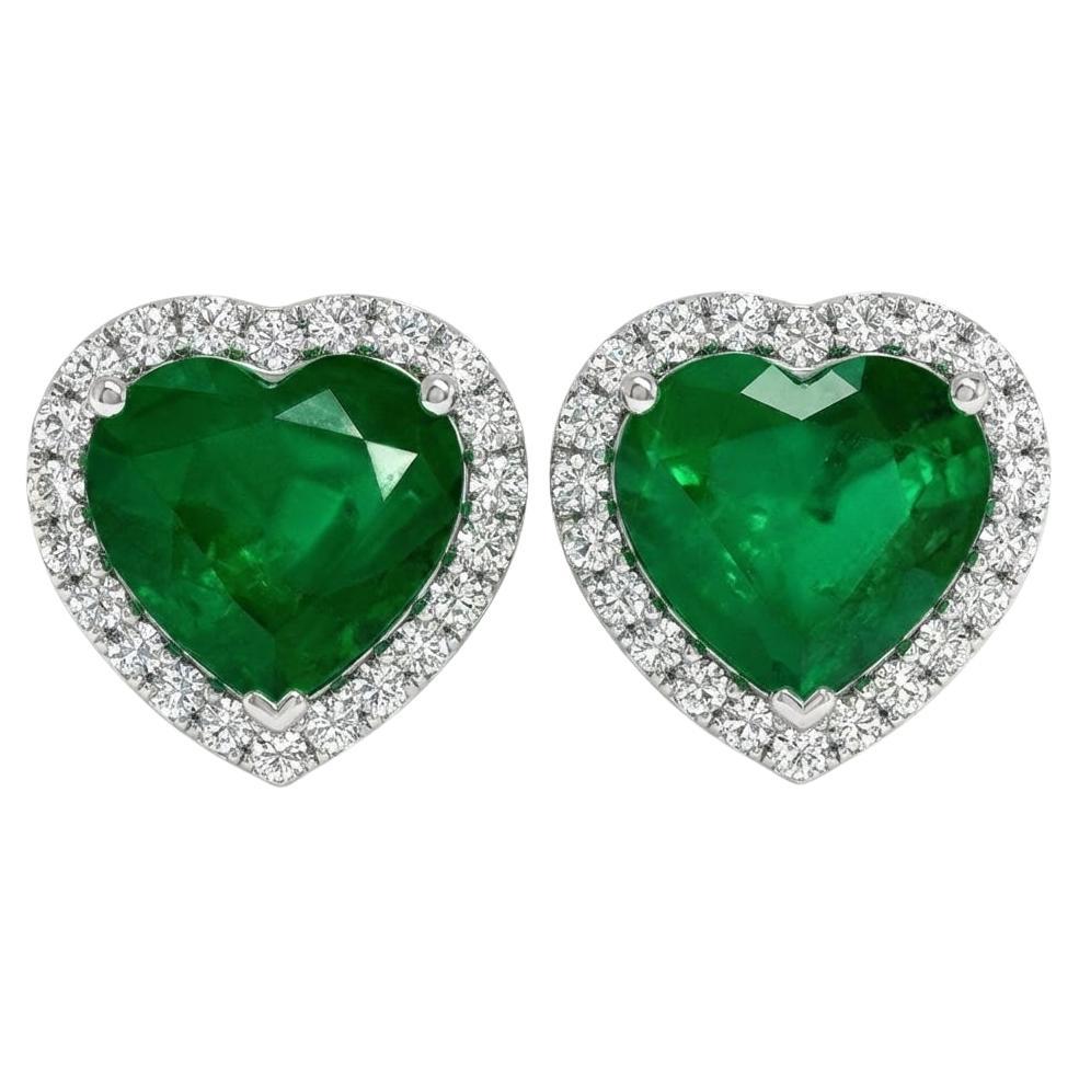 GIA Certified 10.81 Carat Heart Shape Emerald Diamond Halo Ring