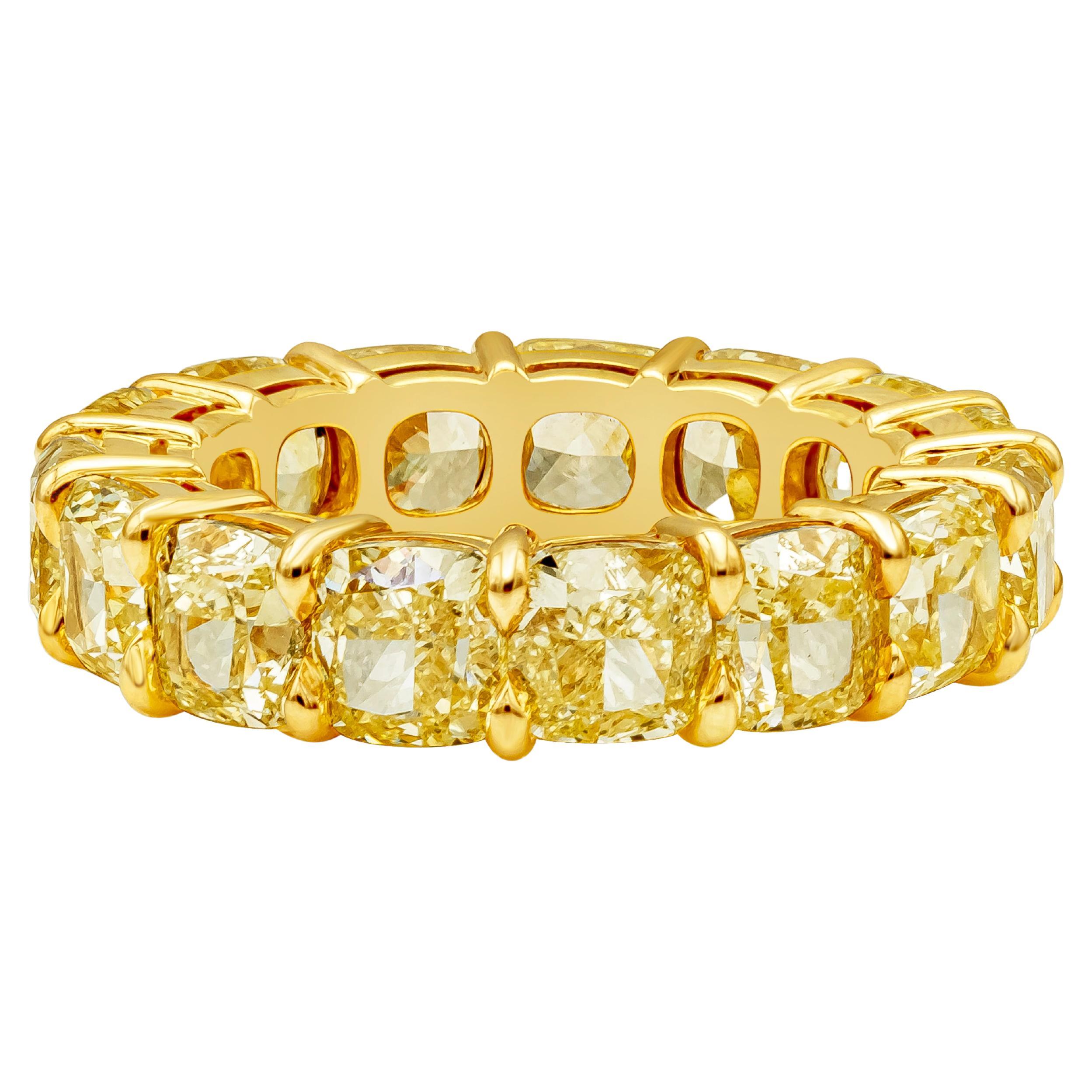 GIA Certified 10.83 Carat Total Fancy Yellow Diamond Eternity Wedding Band For Sale