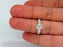 GIA Certified 1.08ct Emerald Cut diamond ring 1.20ct sides 18kt Cathedral H/Vs1*