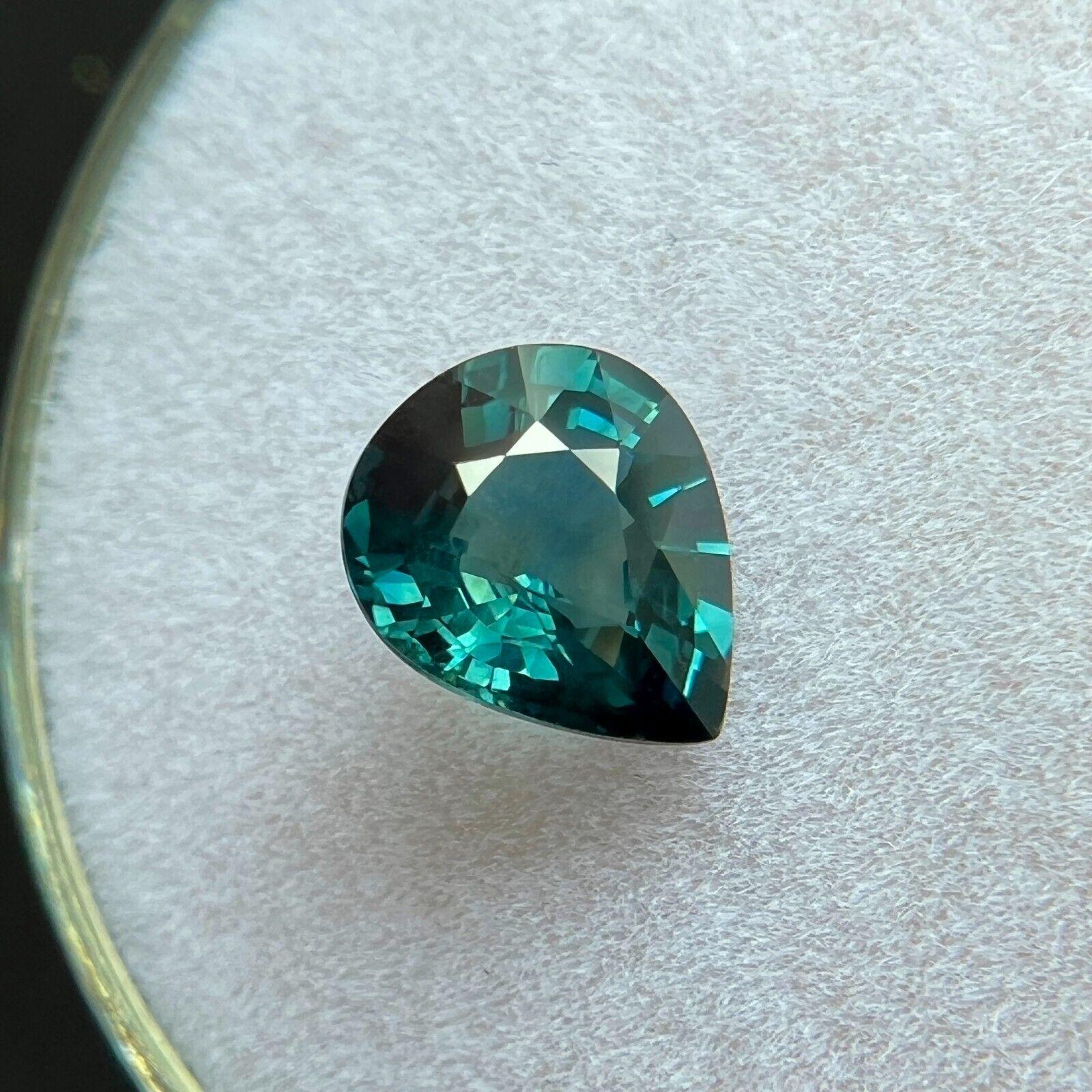 Gia Certified 1.08Ct Natural Untreated Green Blue Teal Pear Cut Sapphire For Sale 1