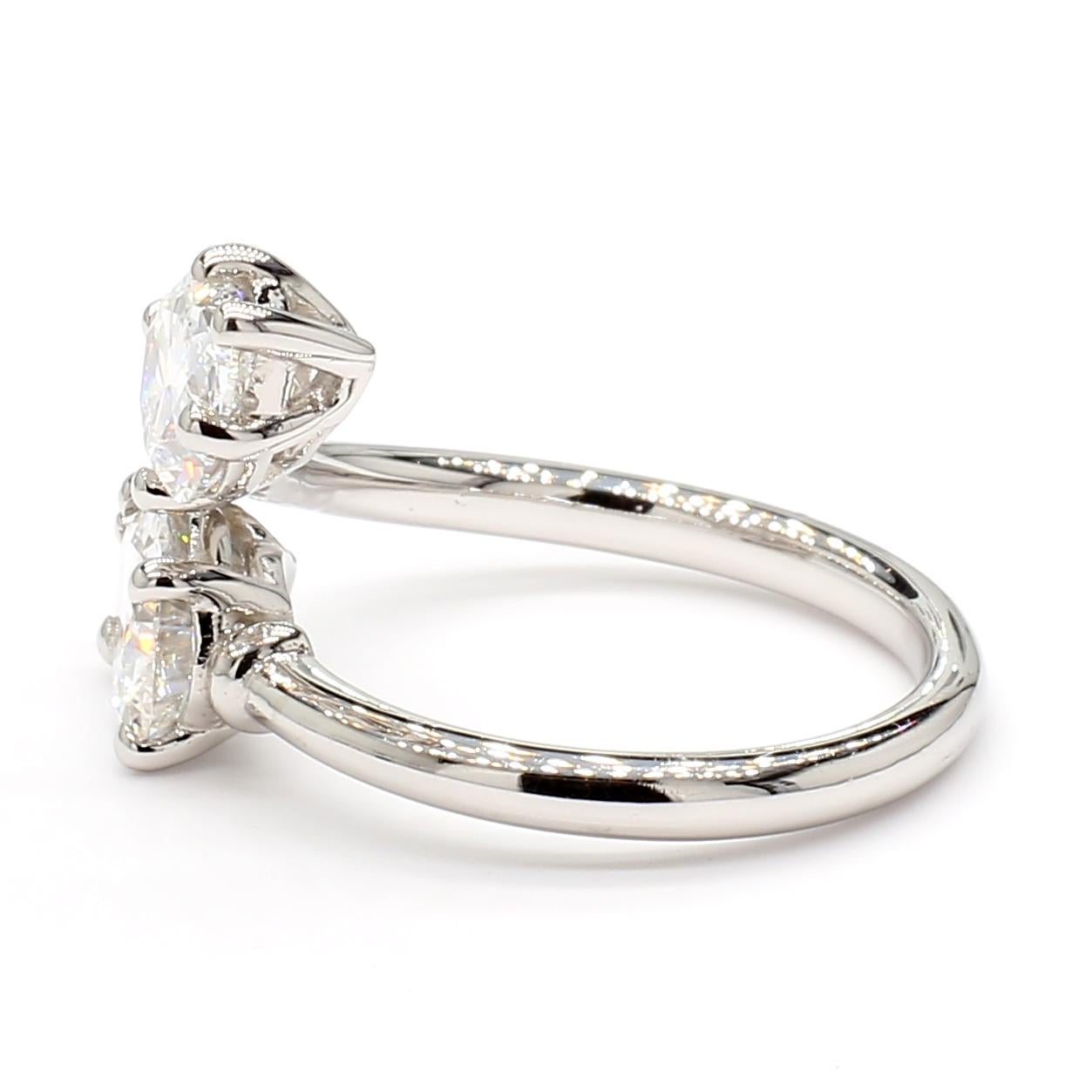 Pear Cut GIA Certified 1.09 and 1.12 Carat DVS1 and EVS2 Cross Over Diamond Ring For Sale