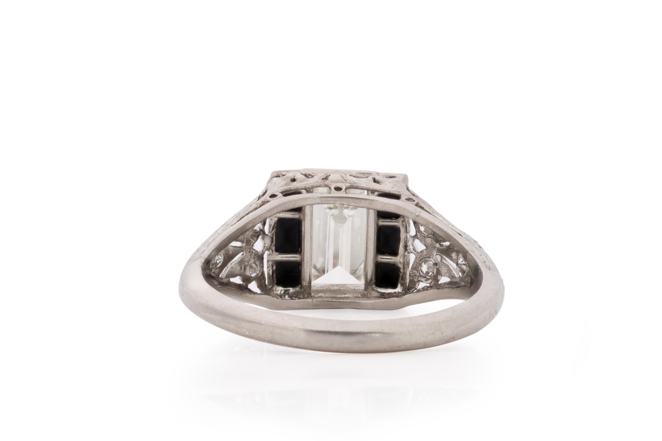 Antique Cushion Cut GIA Certified 1.09 Carat Art Deco Diamond Platinum Engagement Ring For Sale