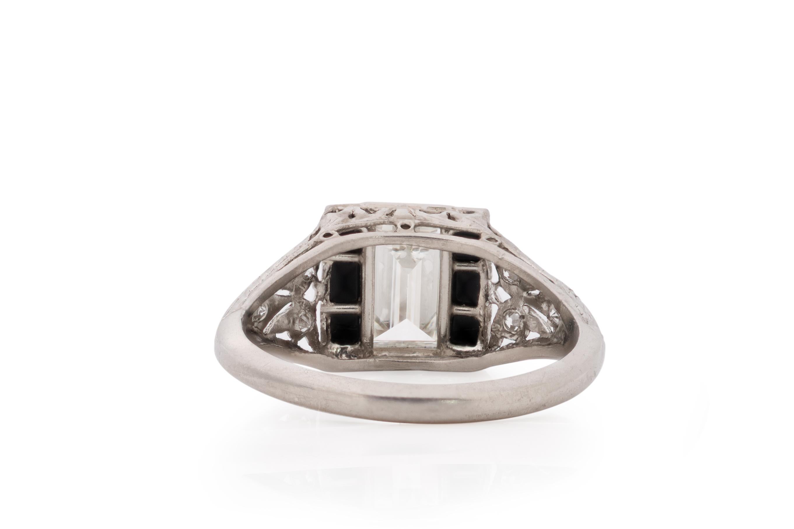 Taglio cuscino antico Anello di fidanzamento in platino con diamante Art Deco certificato GIA da 1.09 carati in vendita