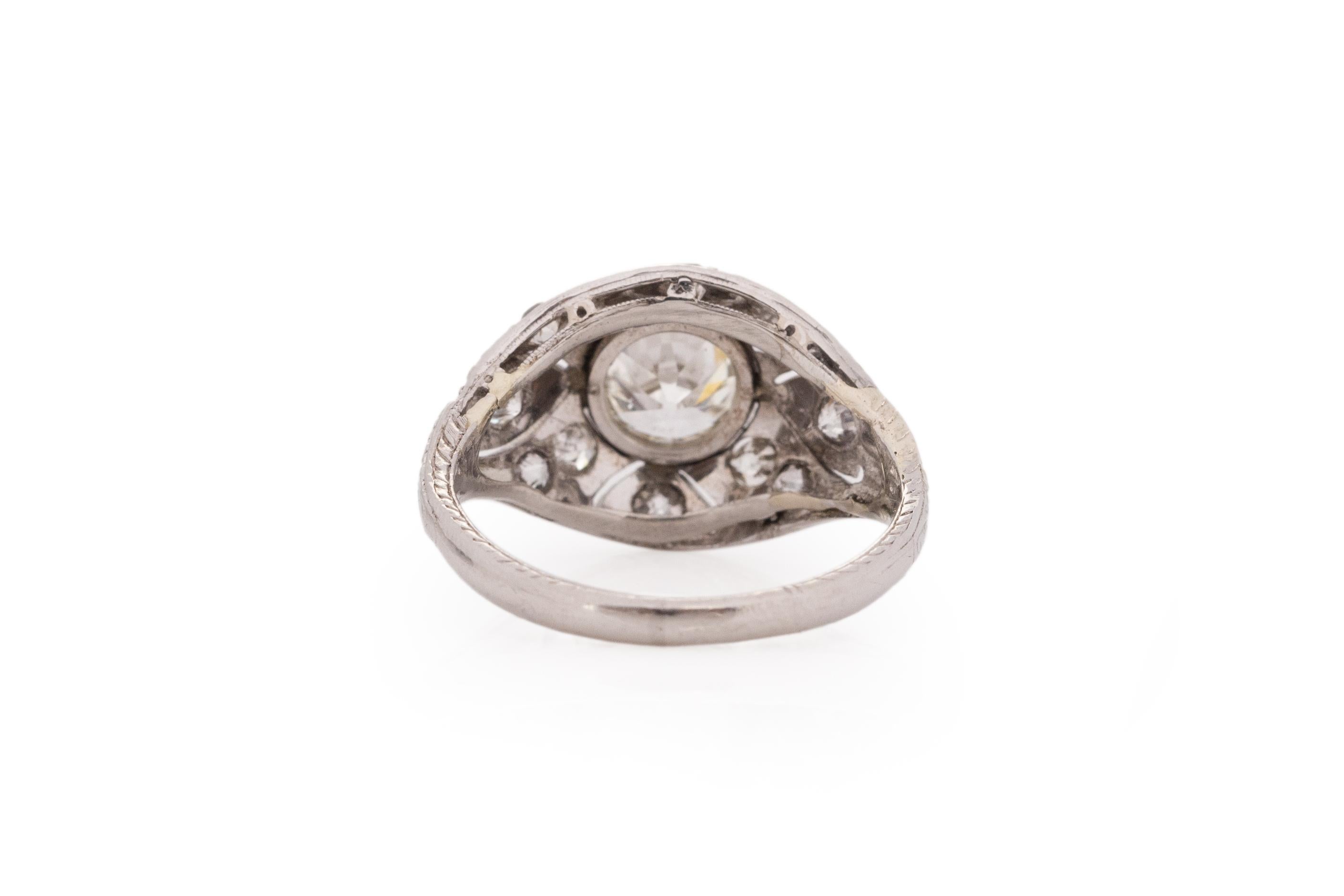 GIA Certified 1.09 Carat Art Deco Diamond Platinum Engagement Ring In Good Condition For Sale In Atlanta, GA