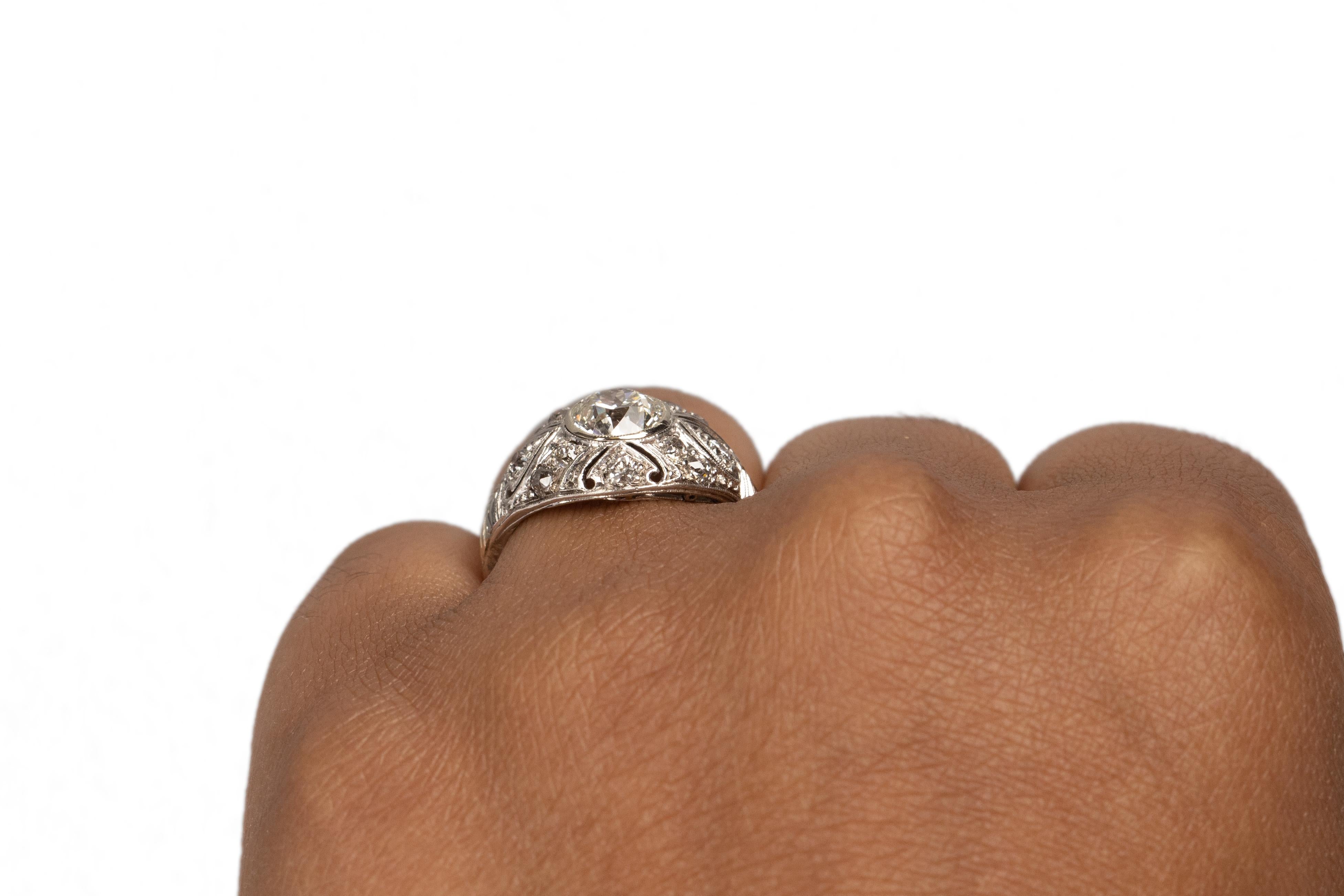 Women's GIA Certified 1.09 Carat Art Deco Diamond Platinum Engagement Ring For Sale
