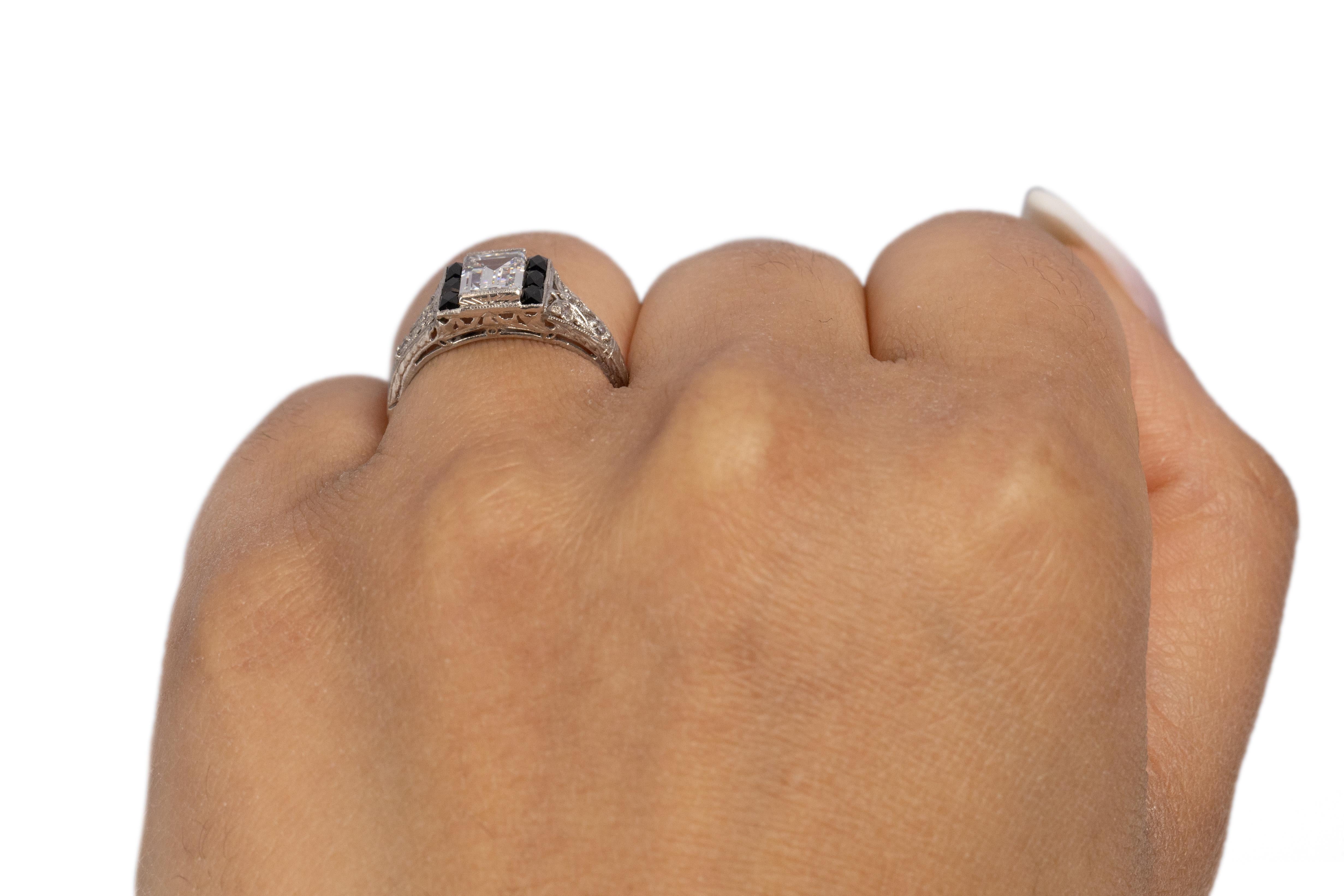 Donna Anello di fidanzamento in platino con diamante Art Deco certificato GIA da 1.09 carati in vendita