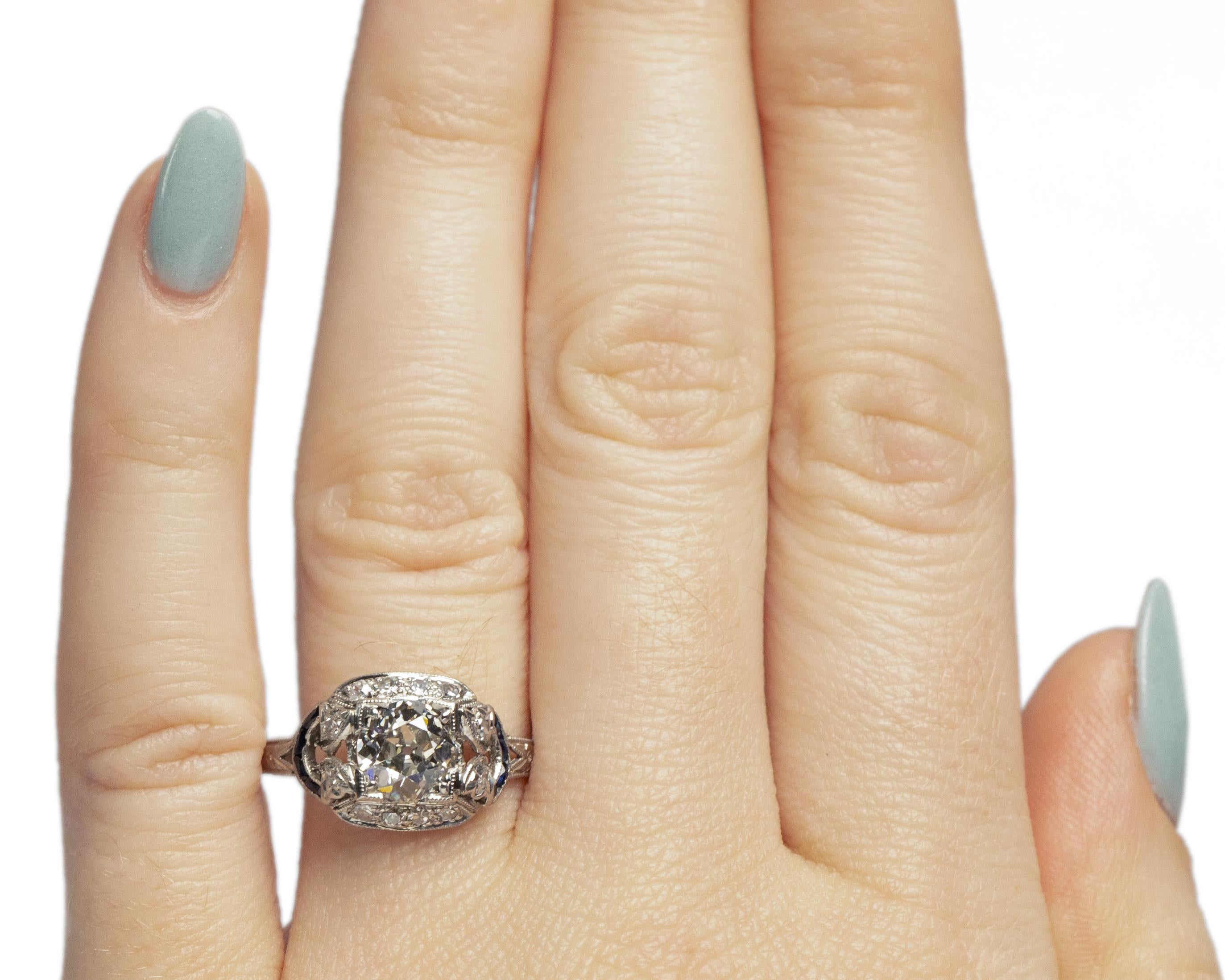 GIA Certified 1.09 Carat Art Deco Diamond Platinum Engagement Ring For Sale 1