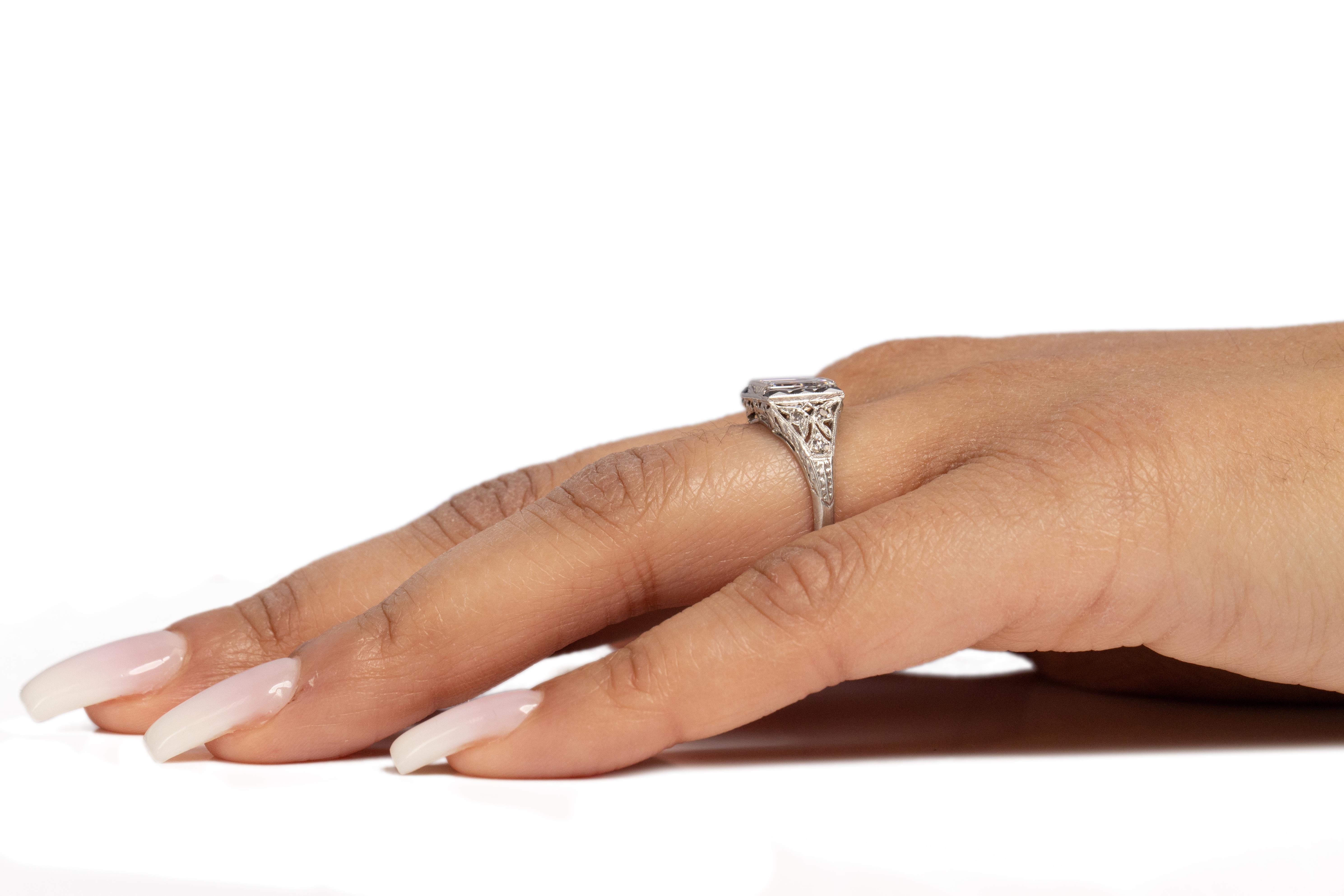 Anello di fidanzamento in platino con diamante Art Deco certificato GIA da 1.09 carati in vendita 1