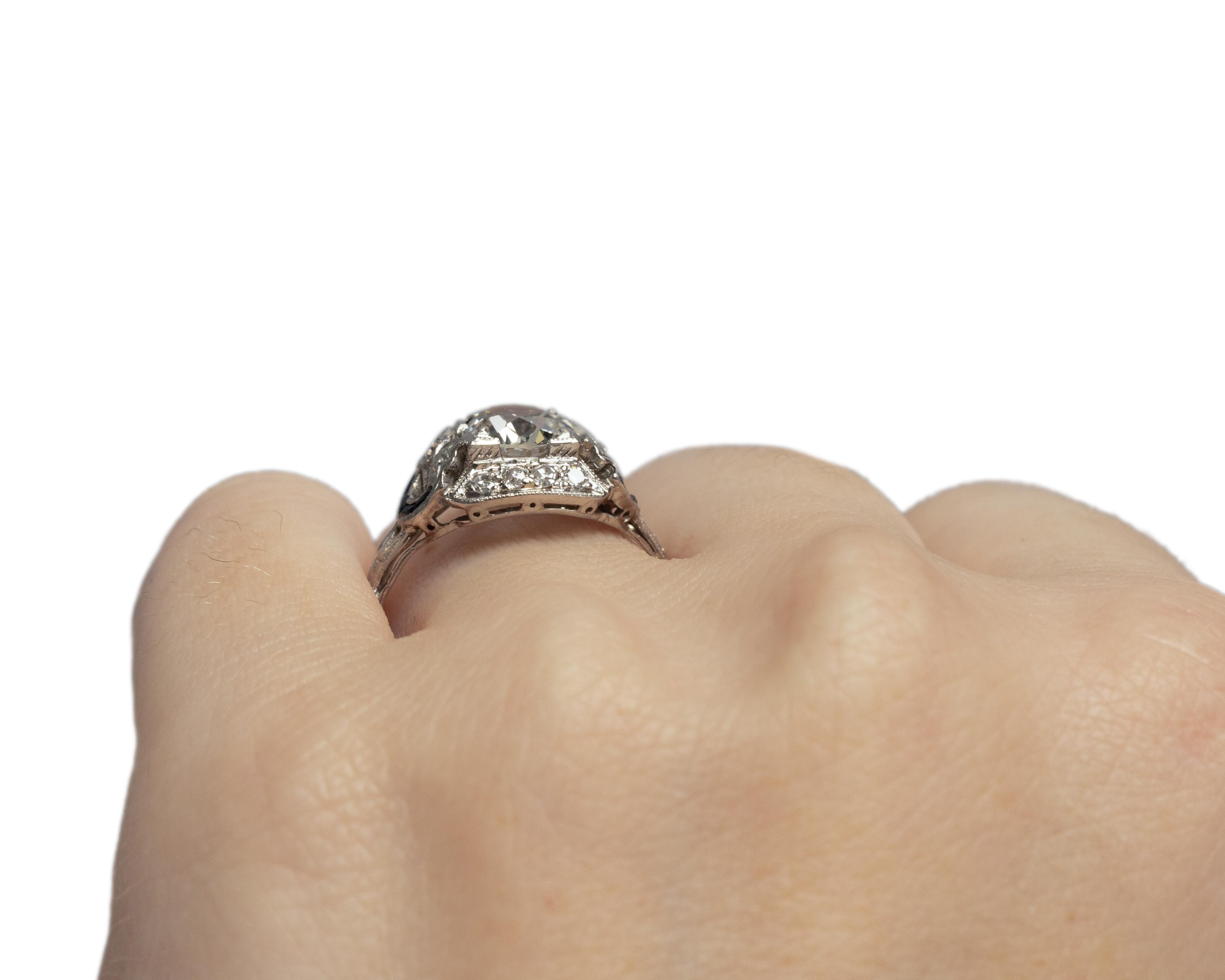 GIA Certified 1.09 Carat Art Deco Diamond Platinum Engagement Ring For Sale 2