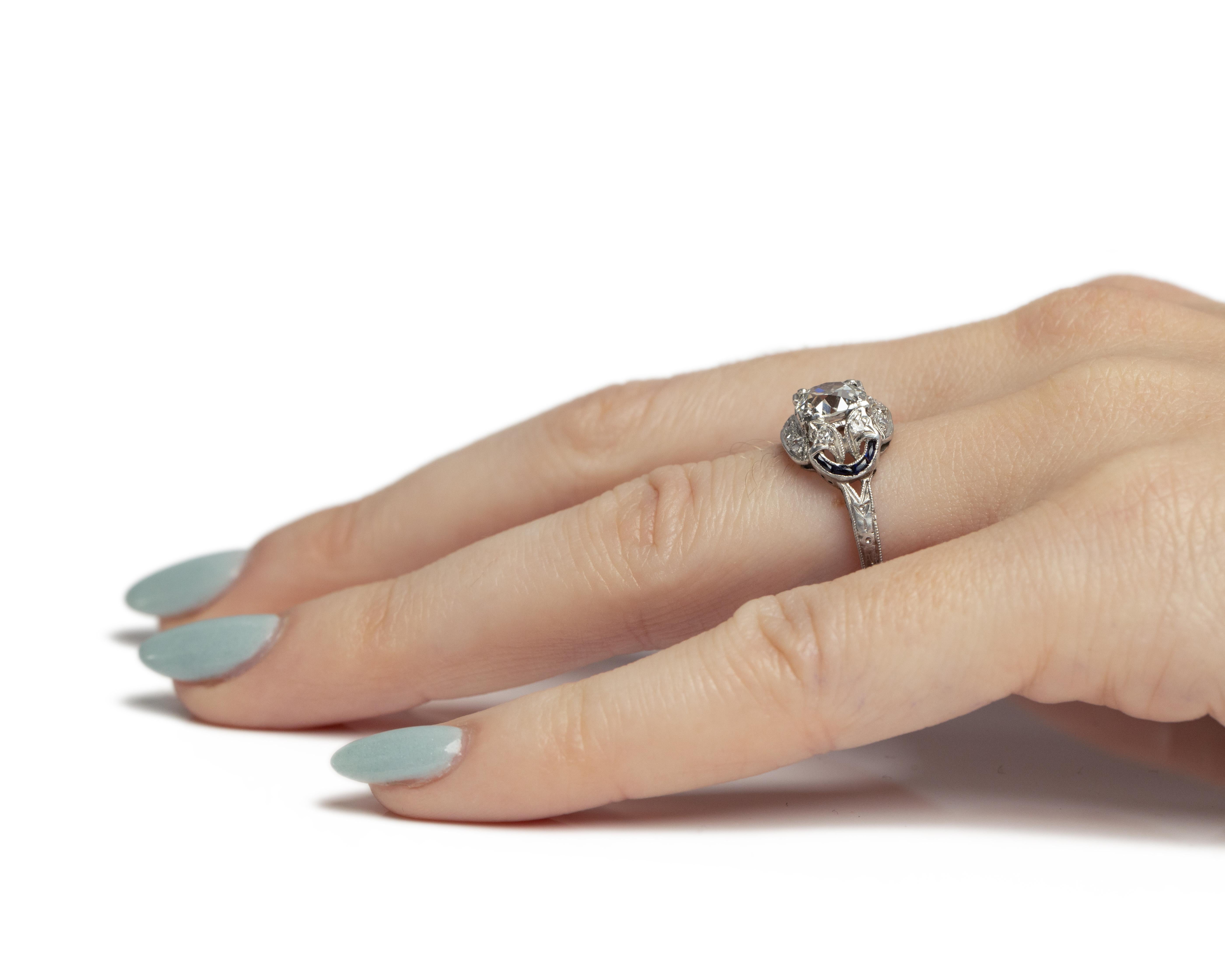 GIA Certified 1.09 Carat Art Deco Diamond Platinum Engagement Ring For Sale 3