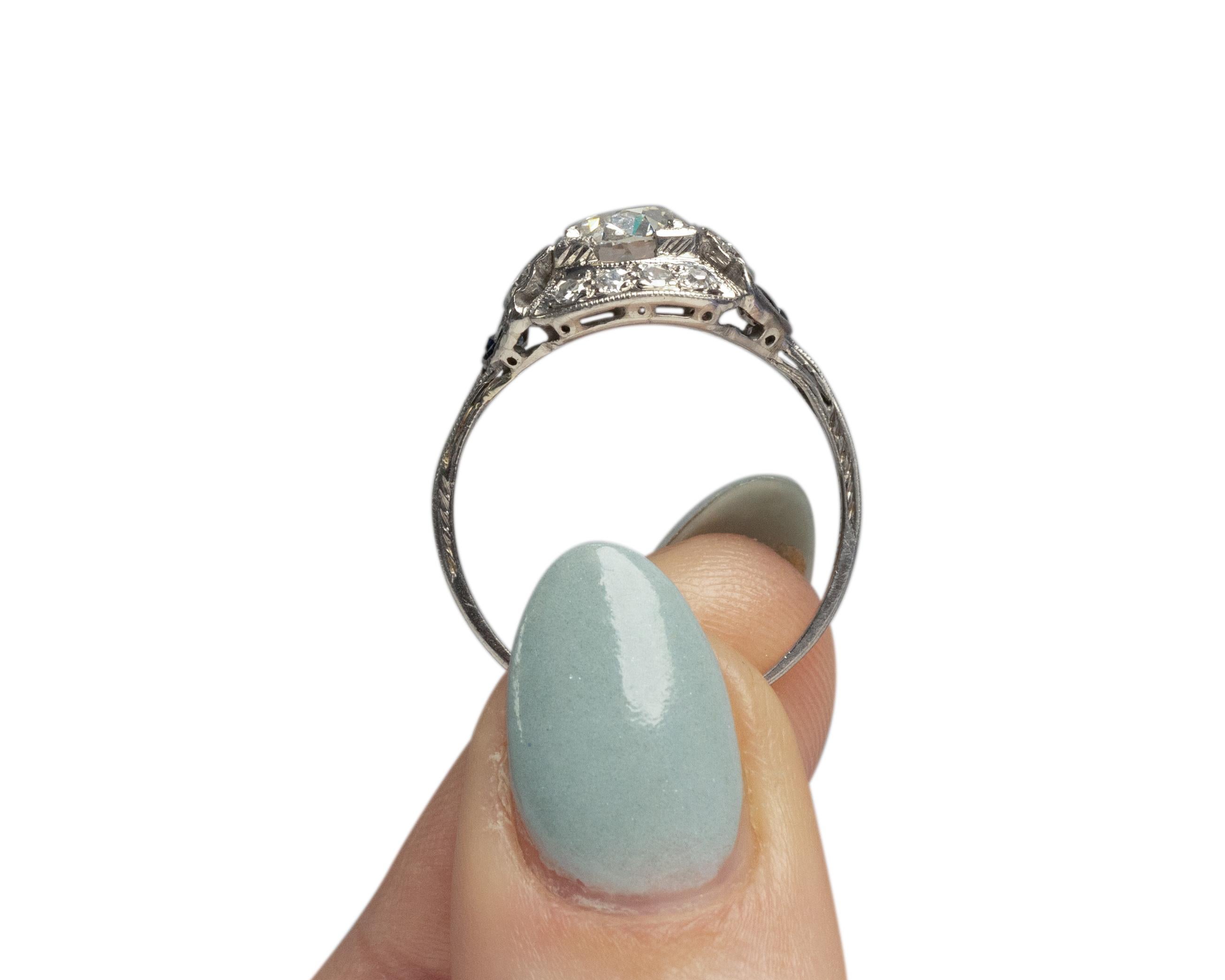 GIA Certified 1.09 Carat Art Deco Diamond Platinum Engagement Ring For Sale 4