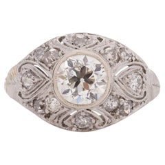 Anello di fidanzamento in platino con diamante Art Deco certificato GIA da 1.09 carati