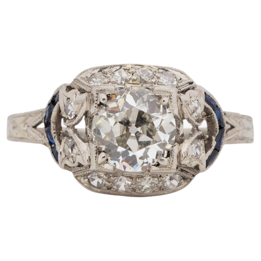 GIA Certified 1.09 Carat Art Deco Diamond Platinum Engagement Ring For Sale