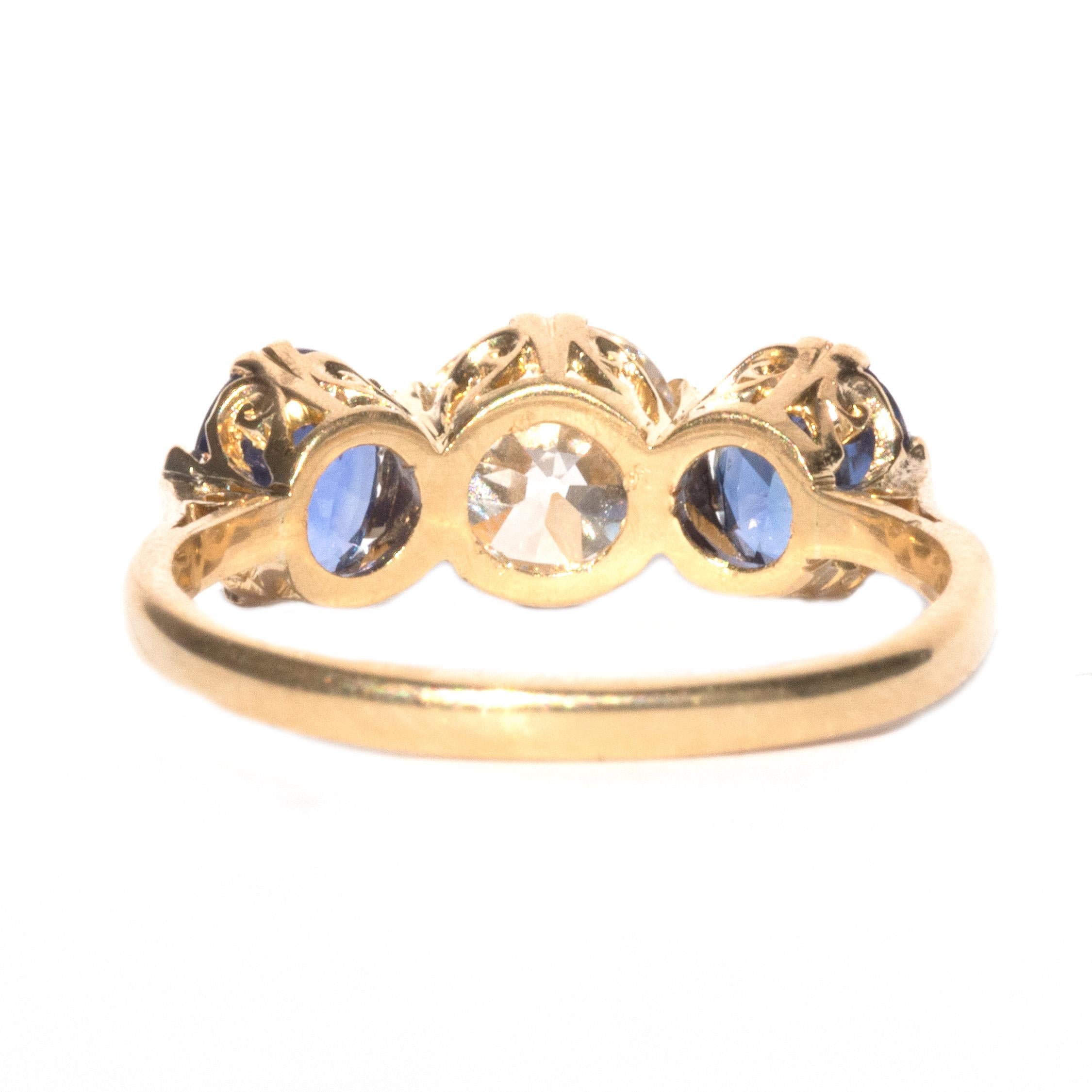 Edwardian GIA Certified 1.09 Carat Diamond Yellow Gold Engagement Ring For Sale