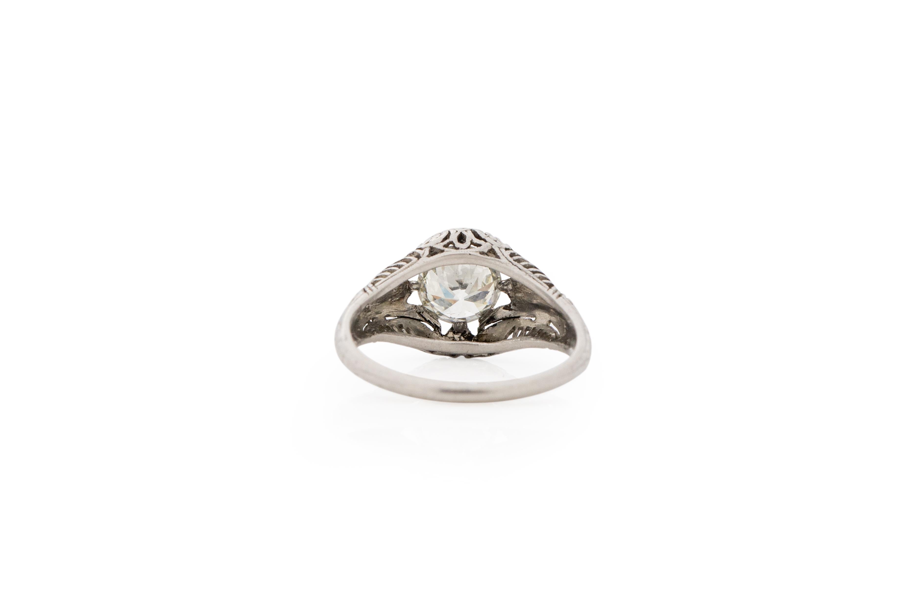 Taglio antico europeo Anello di fidanzamento in platino con diamante edoardiano certificato GIA da 1.09 carati in vendita