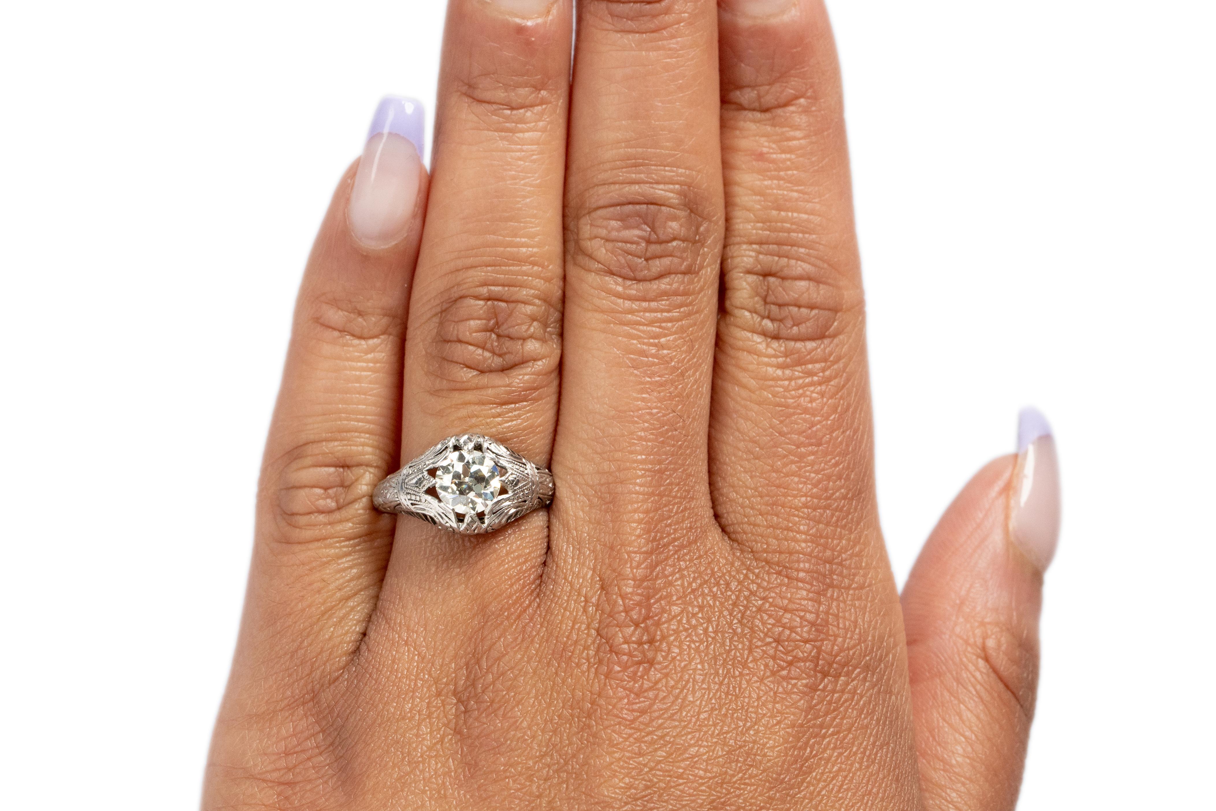Women's GIA Certified 1.09 Carat Edwardian Diamond Platinum Engagement Ring For Sale