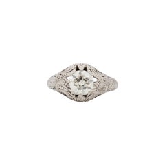 GIA Certified 1.09 Carat Edwardian Diamond Platinum Engagement Ring