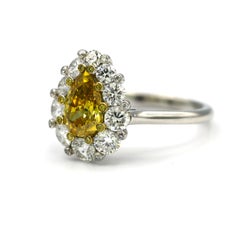 GIA Certified 1.09 Carat Fancy Vivid Yellow Diamond Engagement Ring