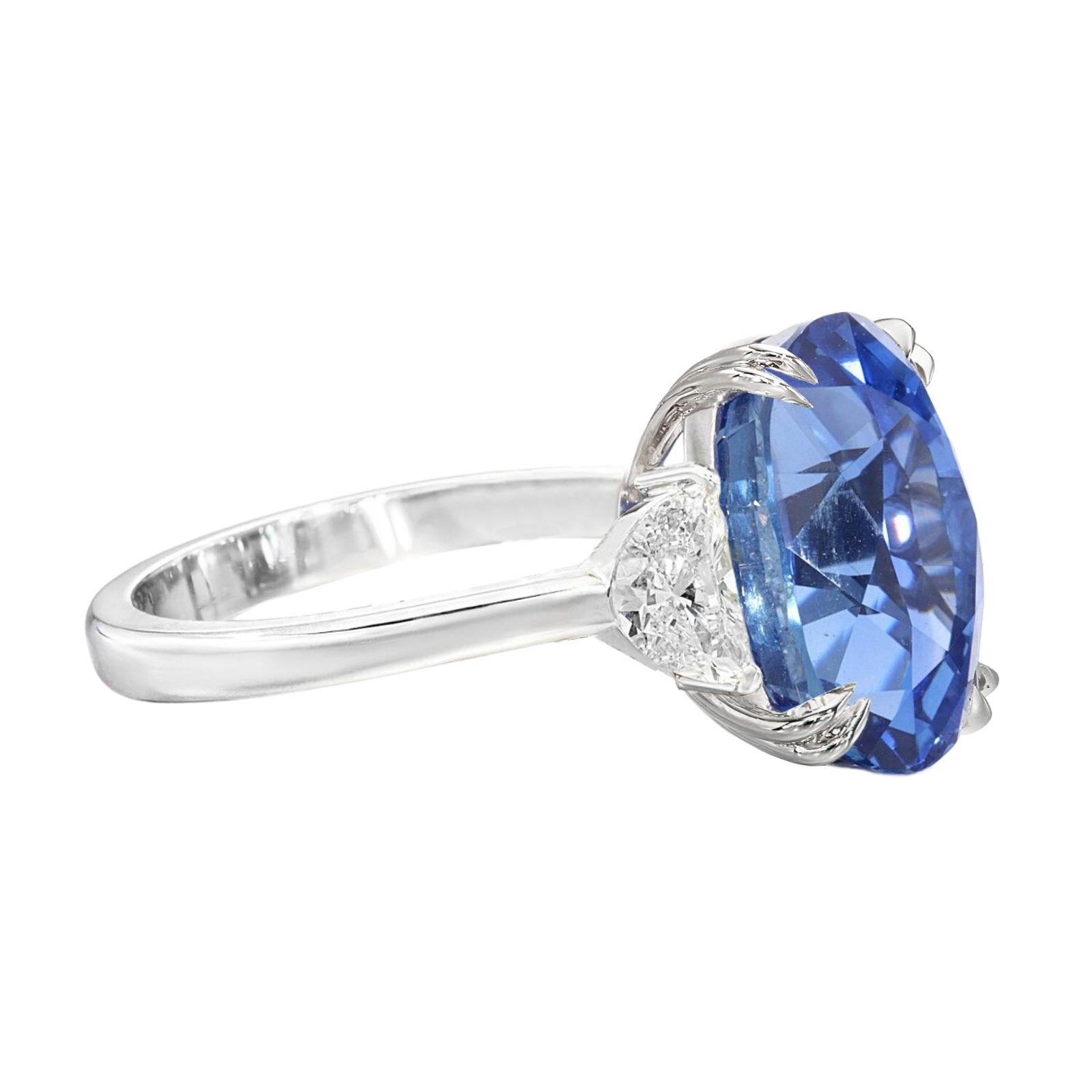 Oval Cut GIA Certified 10.9 Carat KASHMIR ORIGIN NO HEAT Oval Blue Sapphire Ring For Sale