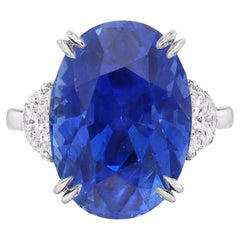 GIA Certified 10.9 Carat KASHMIR ORIGIN NO HEAT Oval Blue Sapphire Ring