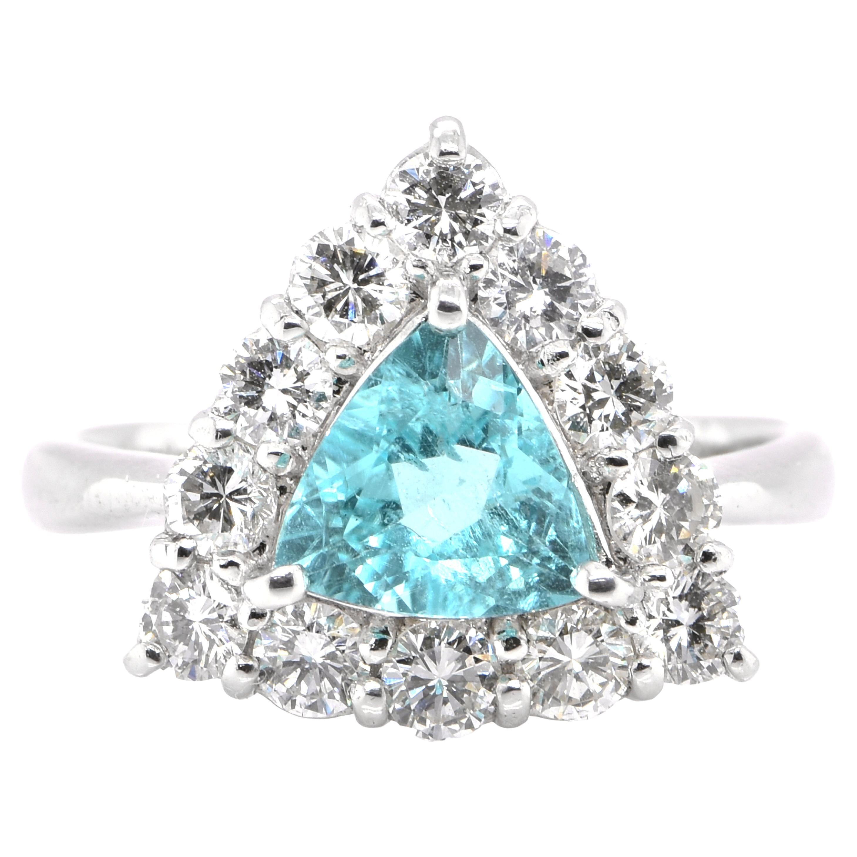 Unique Indiculite Brazilian Paraiba Diamond Platinum Ring at 1stDibs