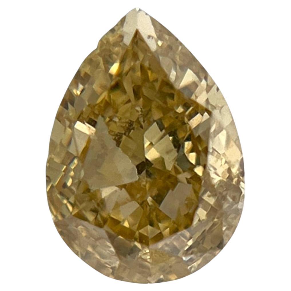 GIA Certified 1.09 Carat Pear Shape Fancy deep Brownish Yellow Natural Diamond