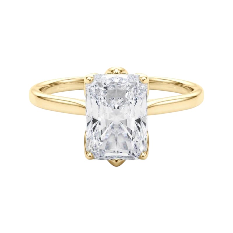 Anello con diamante radiante solitario Tulip Rose da 1.09 carati certificato GIA