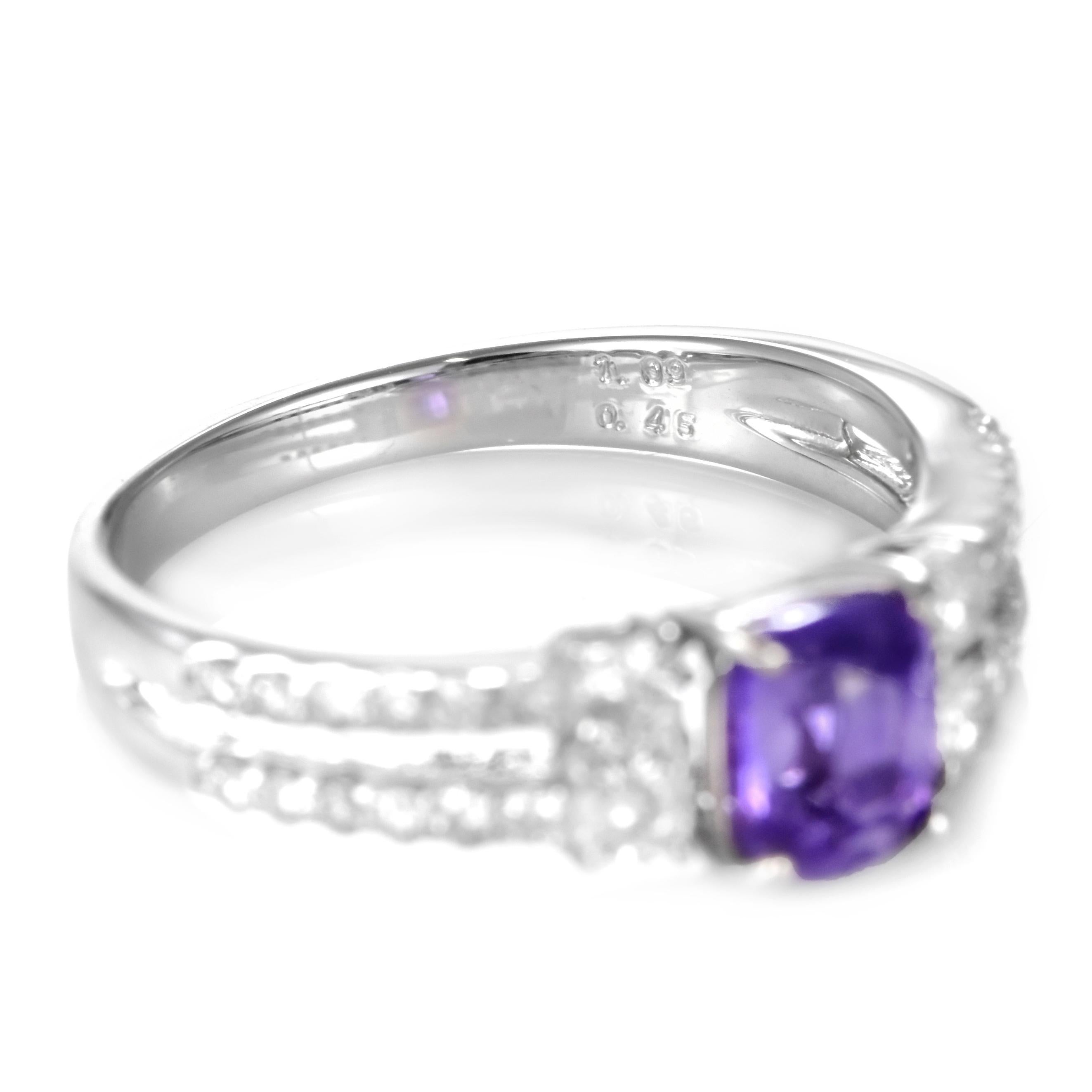 Bague en platine certifiée GIA 1,09 carat saphir violet et diamant en vente 4