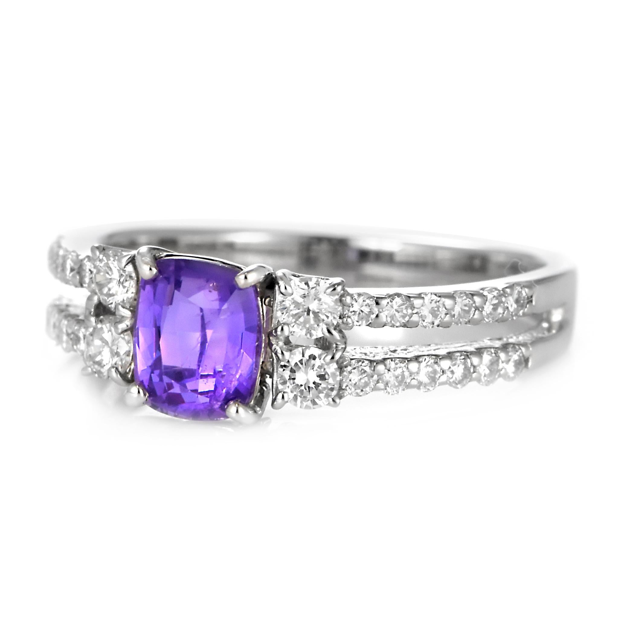 Bague en platine certifiée GIA 1,09 carat saphir violet et diamant Neuf - En vente à Tokyo, JP