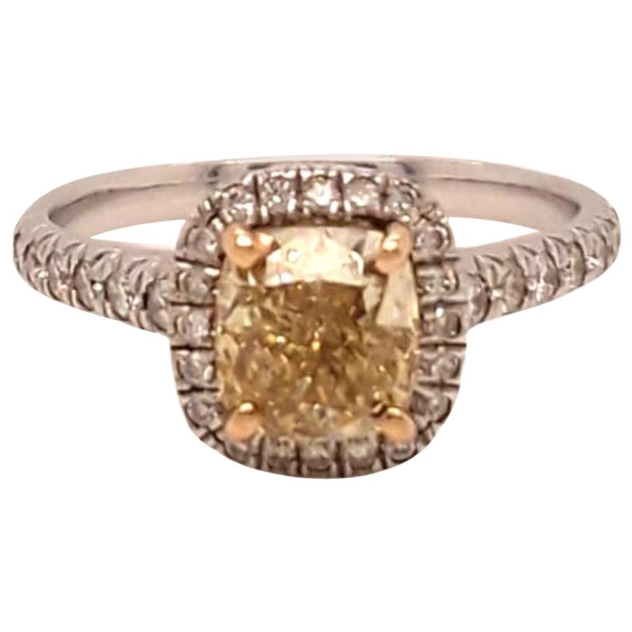 Yellow Diamond Ring 1.09 Carats GIA Certified 