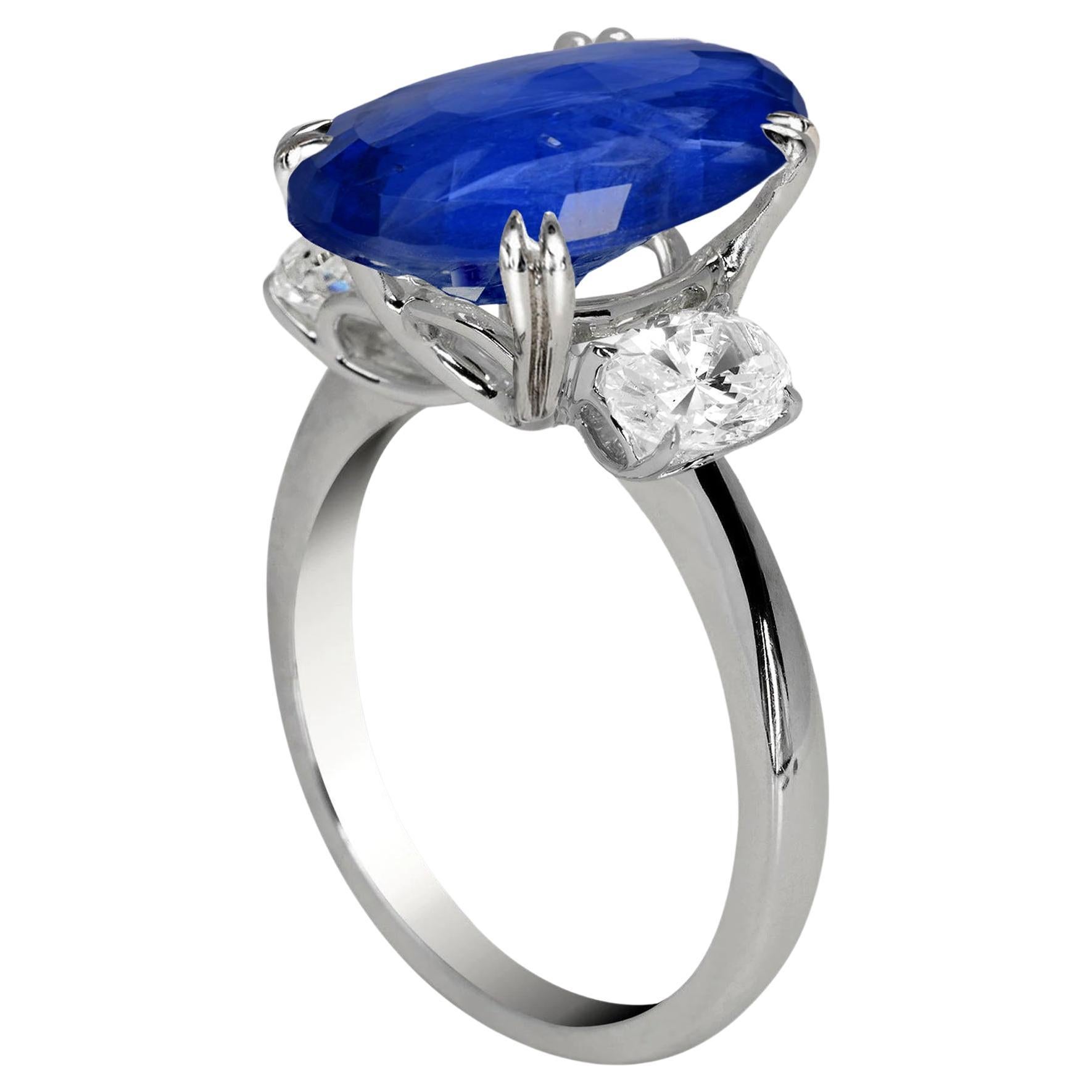 GIA-zertifizierter 10,90 Karat Kaschmir-Saphirring Typ II mit blauem ovalem Saphir (Moderne)