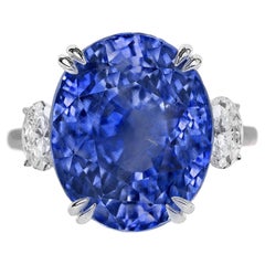 GIA-zertifizierter 10,90 Karat Kaschmir-Saphirring Typ II mit blauem ovalem Saphir