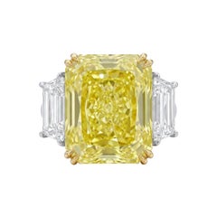 GIA Certified 10.92 Carat Fancy Intense Yellow Diamond Ring