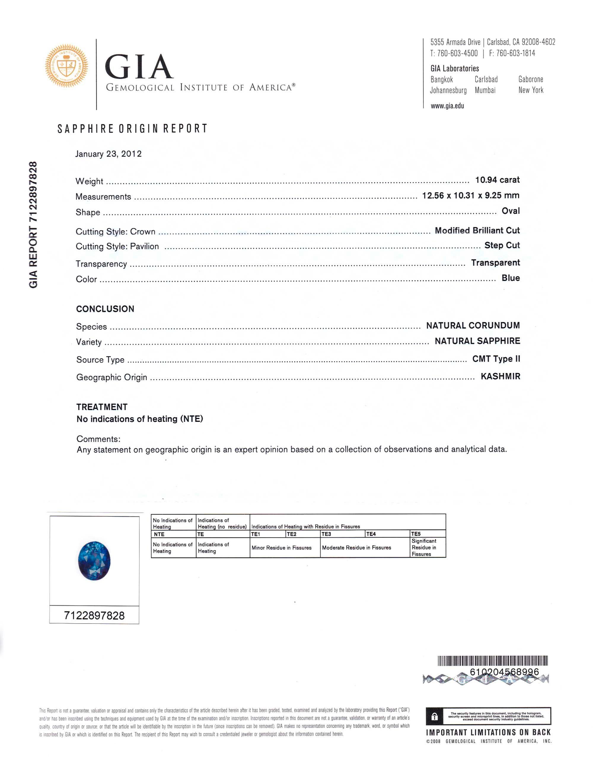 GIA zertifizierter 10,94 Karat Kaschmir Blauer Saphir Diamant Ring im Zustand „Neu“ im Angebot in Chicago, IL