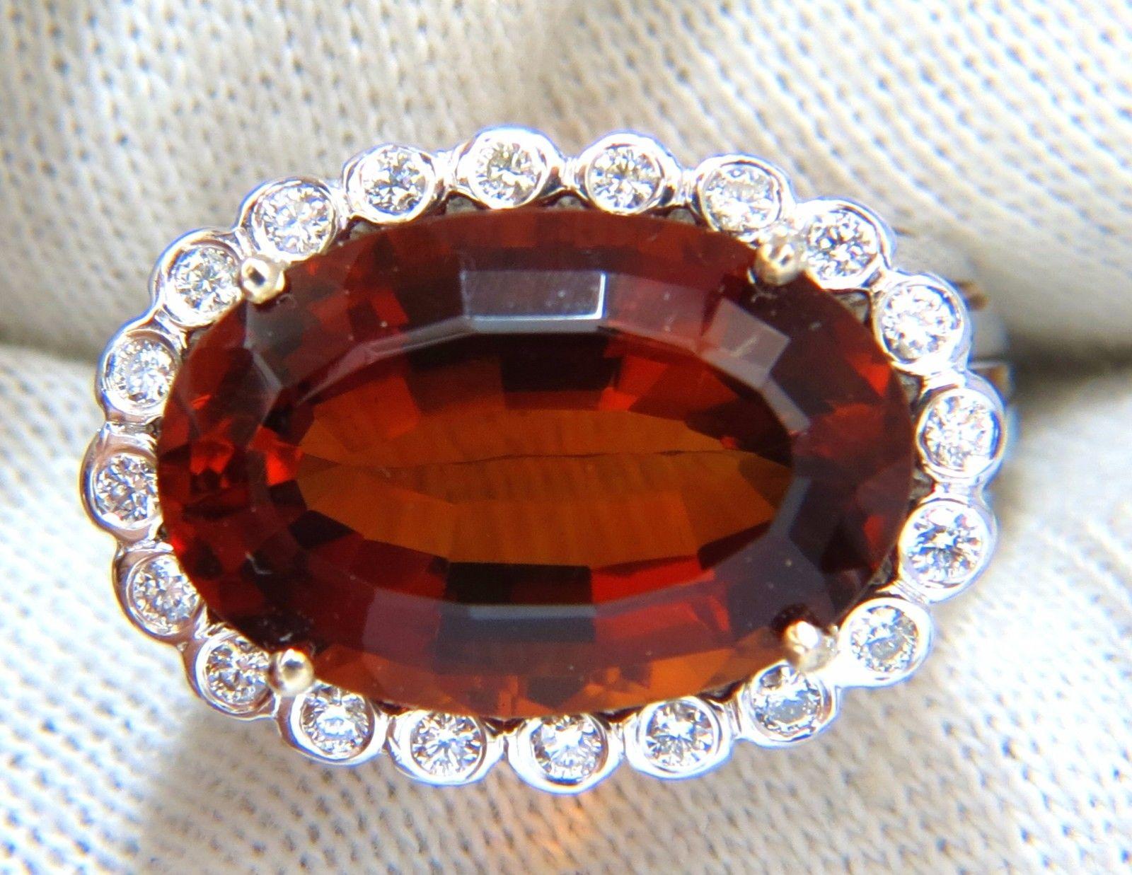 GIA Certified 10.98 Carat Natural Mandarine Citirne Diamond Ring 14 Karat 1