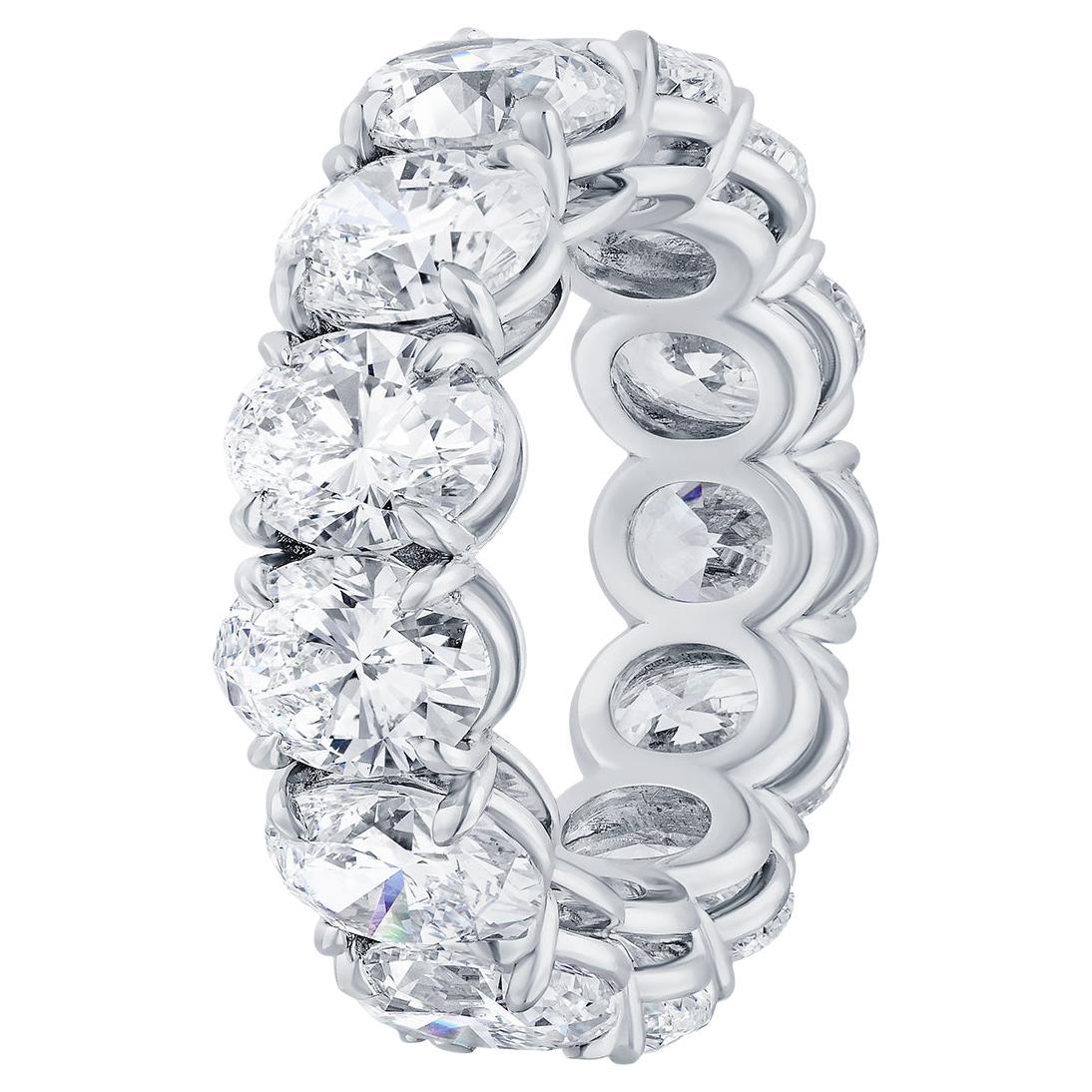 GIA Certified 10.98 Carat Oval Diamond Eternity Band Ring in Platinum
