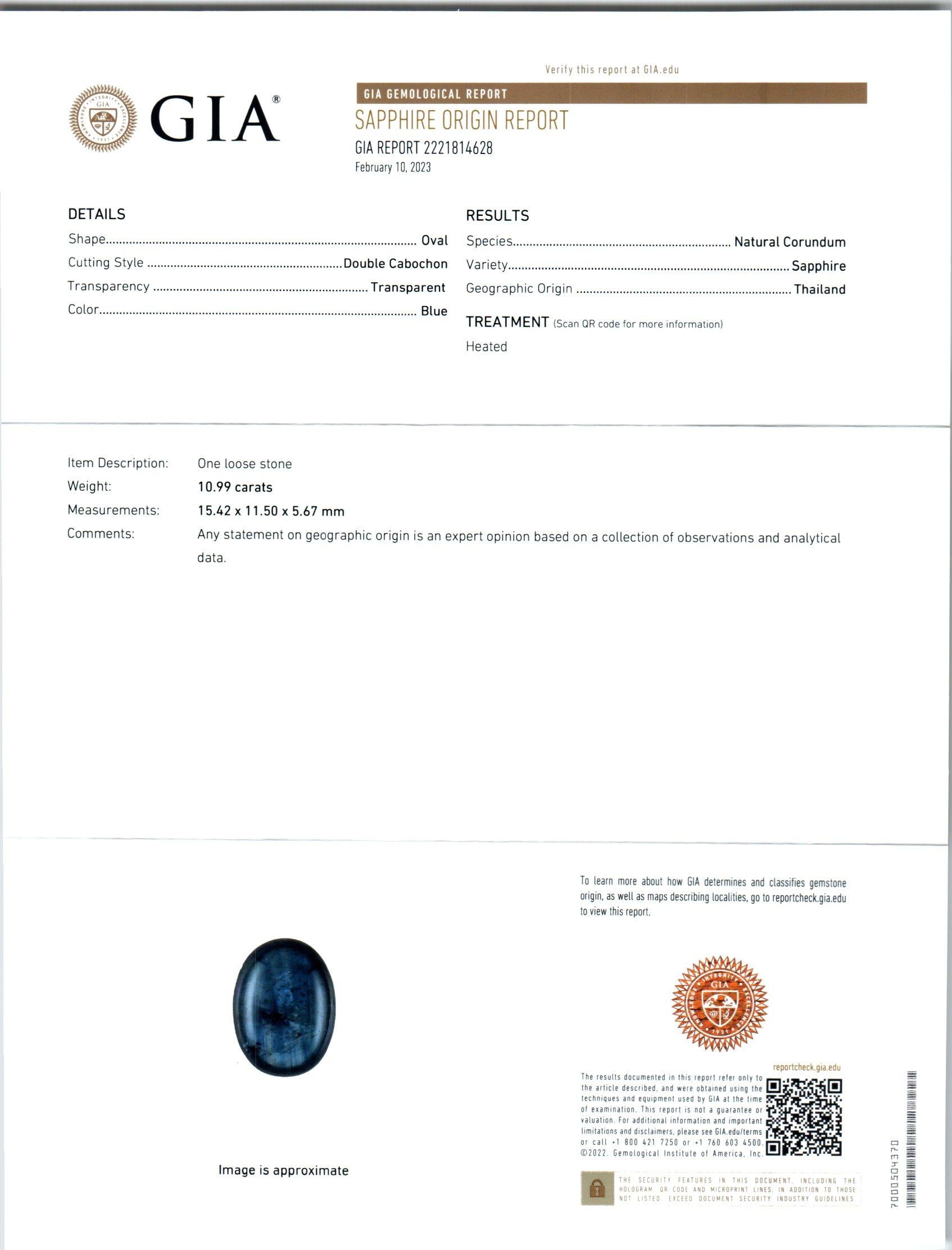 Anello di fidanzamento in platino con zaffiro ovale certificato GIA da 10,99 carati e diamante In condizioni ottime a Stamford, CT