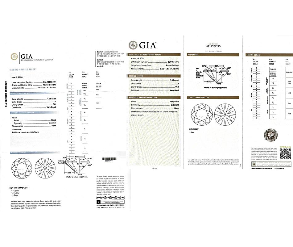 GIA Certified 1.09ct and 1.03ct Diamond Stud Earrings In Good Condition For Sale In New York, NY