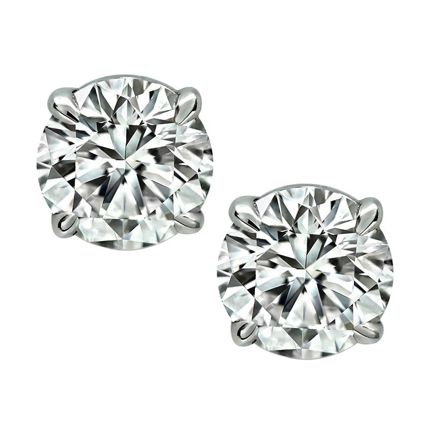 GIA Certified 1.09ct and 1.03ct Diamond Stud Earrings For Sale